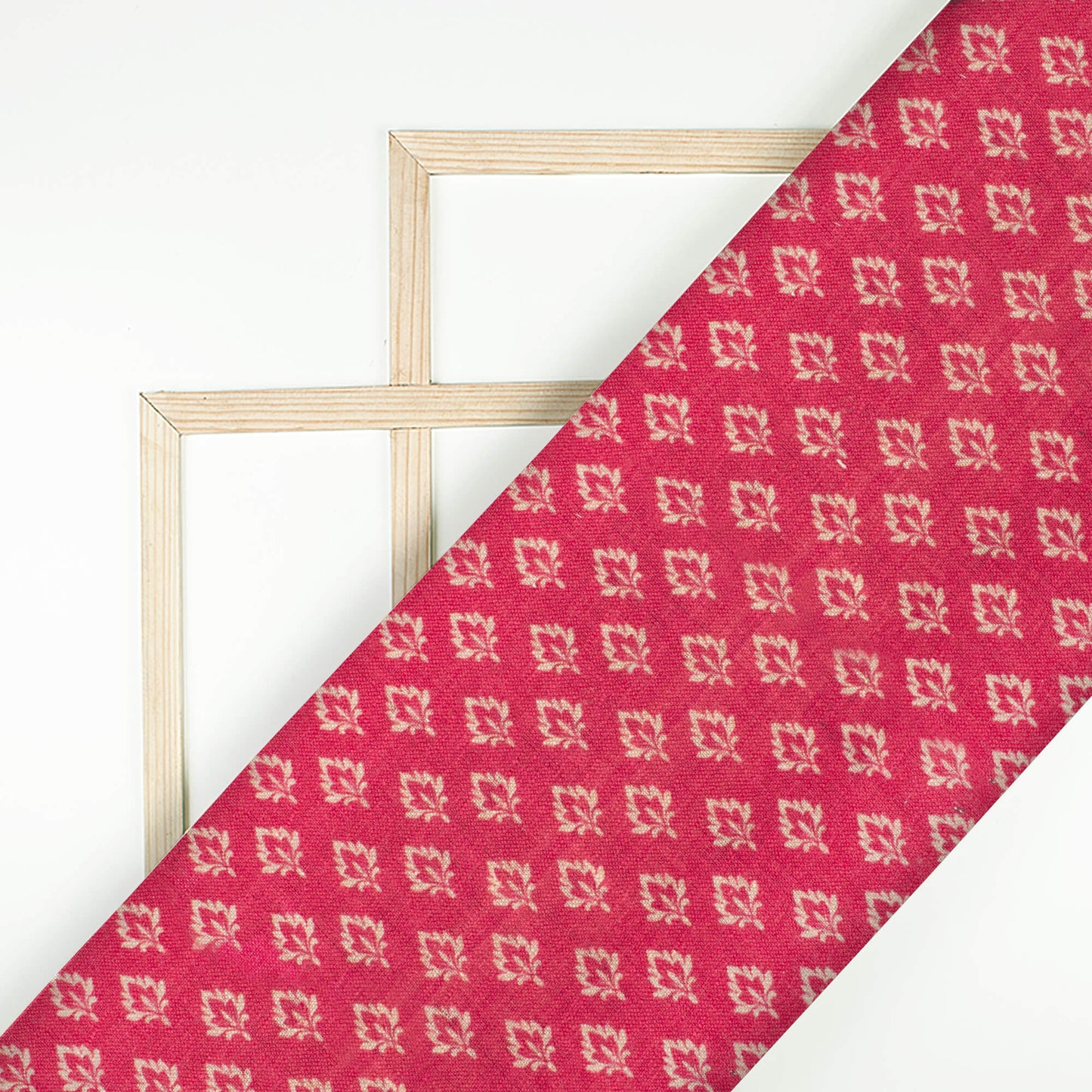 Hibiscus Red And Beige Booti Pattern Digital Print Premium Swiss Linen Fabric