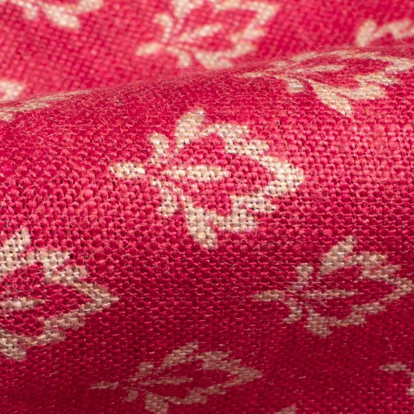 Hibiscus Red And Beige Booti Pattern Digital Print Premium Swiss Linen Fabric