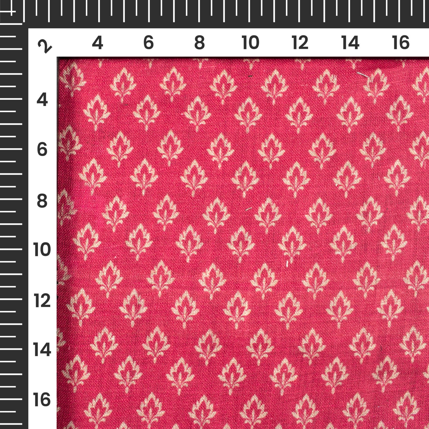 Hibiscus Red And Beige Booti Pattern Digital Print Premium Swiss Linen Fabric