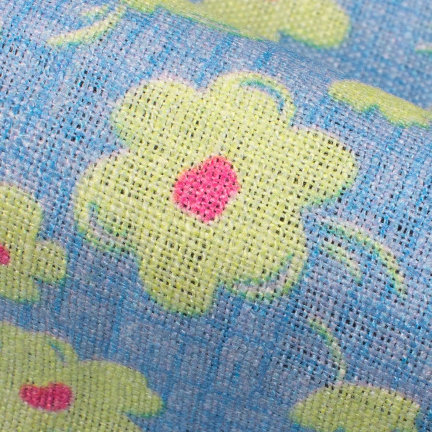 Carolina Blue And Corn Yellow Floral Pattern Digital Print Premium Swiss Linen Fabric