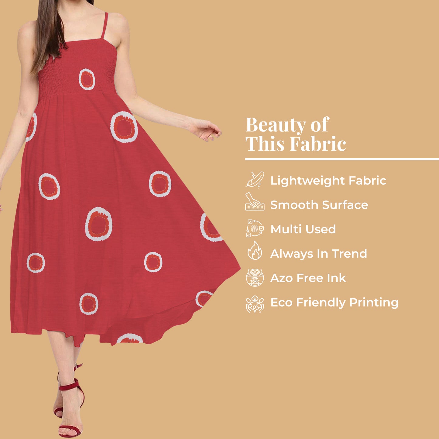 Vermilion Red And White Shiiborii Pattern Digital Print Organza Satin Fabric