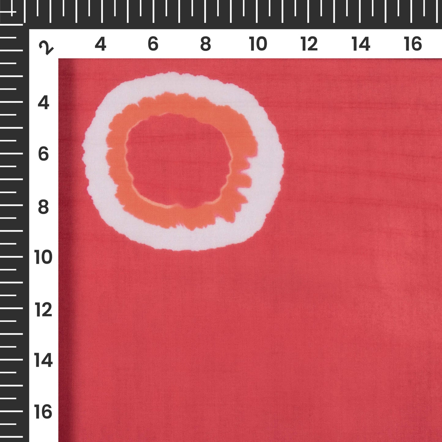 Vermilion Red And White Shiiborii Pattern Digital Print Organza Satin Fabric