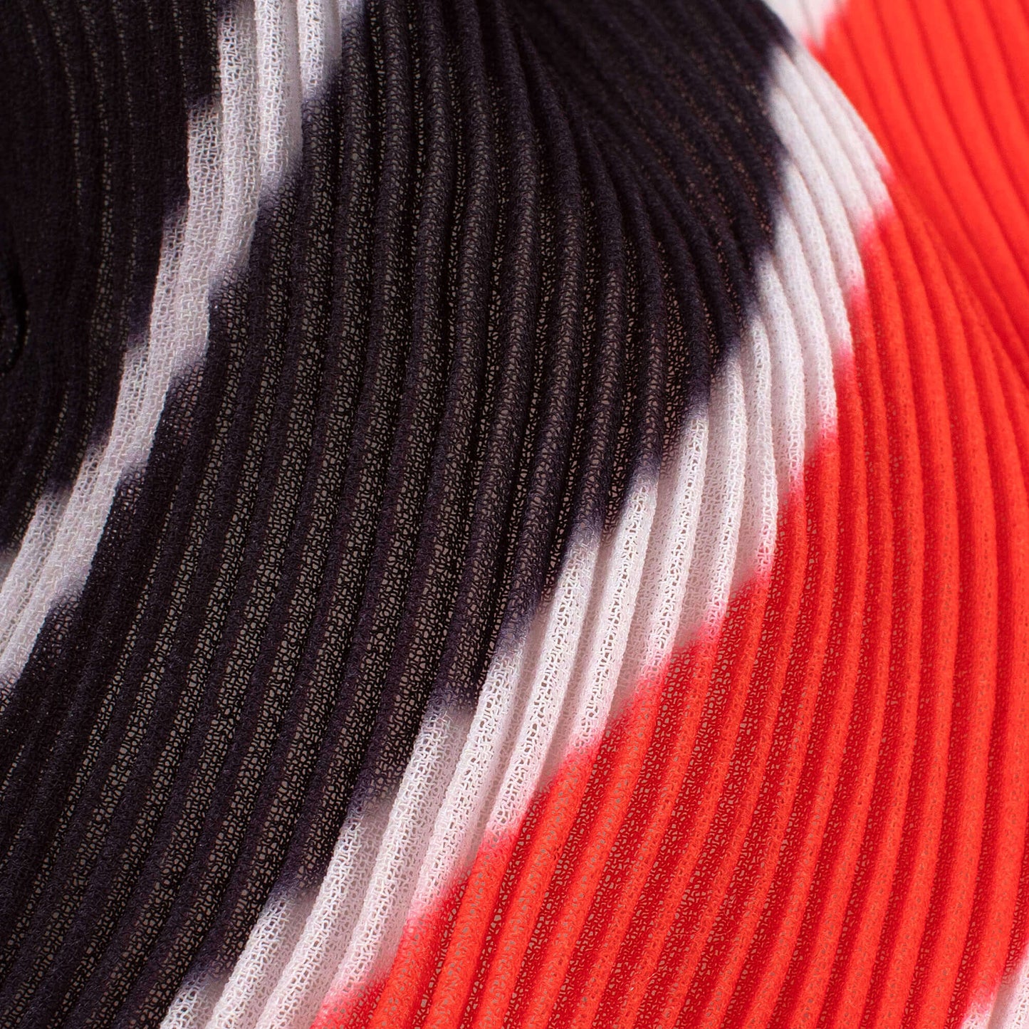 Vermilion Red And Green Stripes Pattern Digital Print Georgette Pleated Fabric