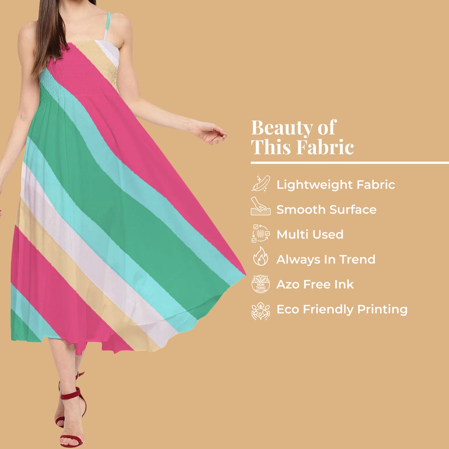 Fuchsia And Mint Green Leheriya Pattern Digital Print Organza Satin Fabric