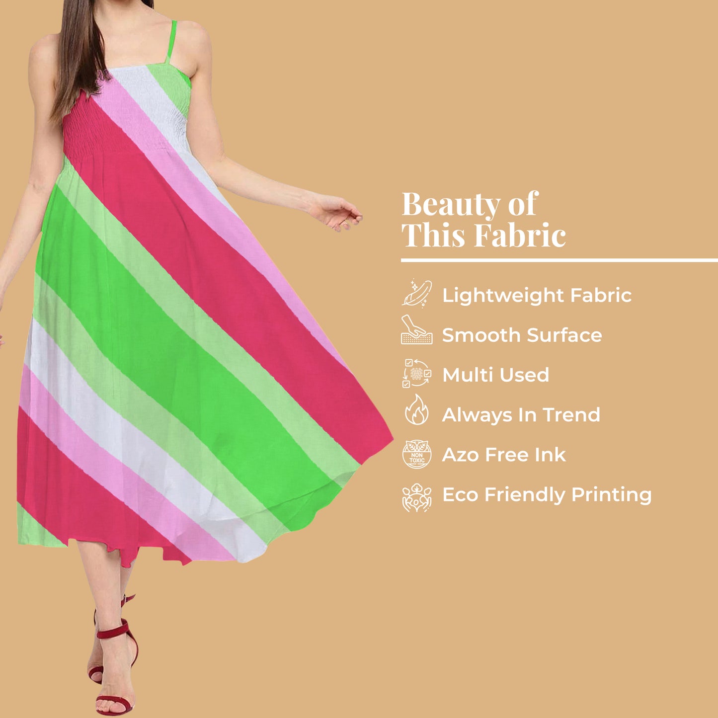 Fuchsia And Kelly Green Leheriya Pattern Digital Print Organza Satin Fabric