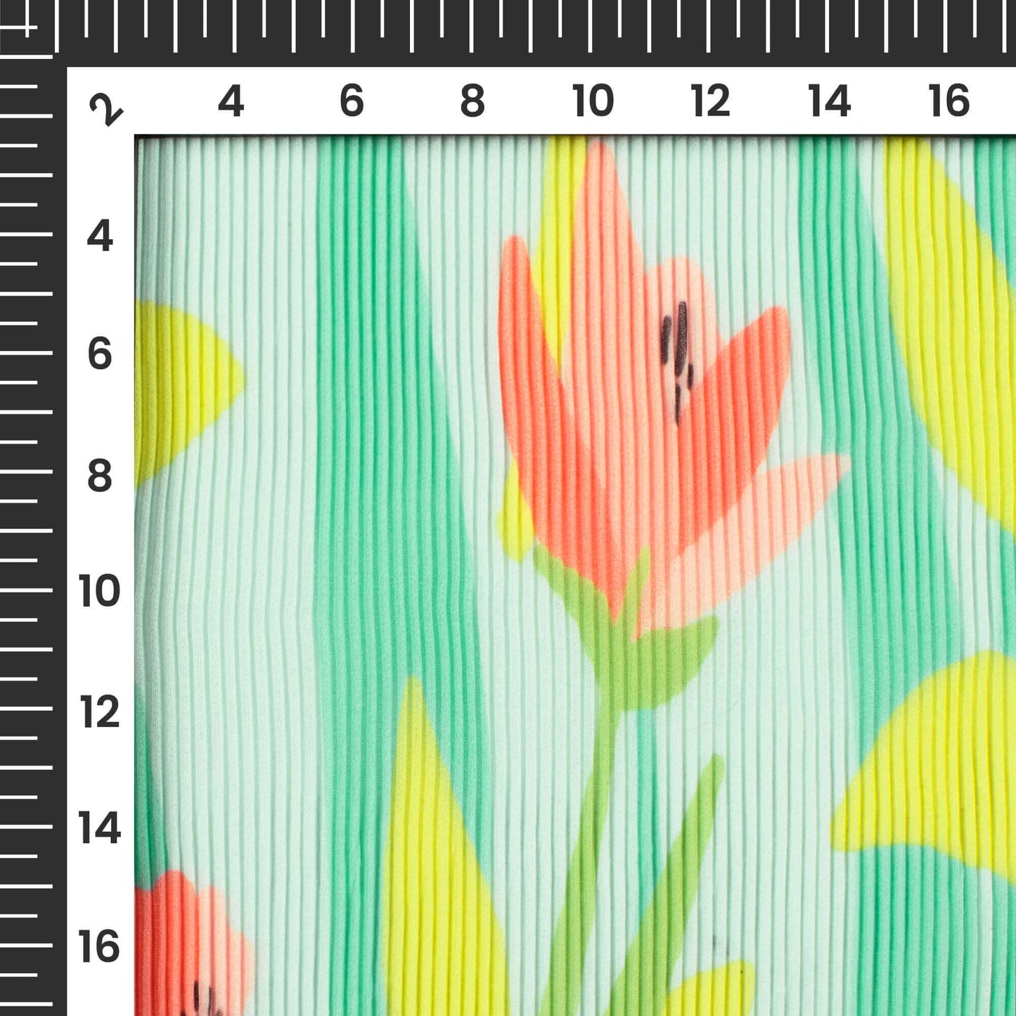 Pastel Blue And Lemon Yellow Floral Pattern Digital Print Georgette Pleated Fabric