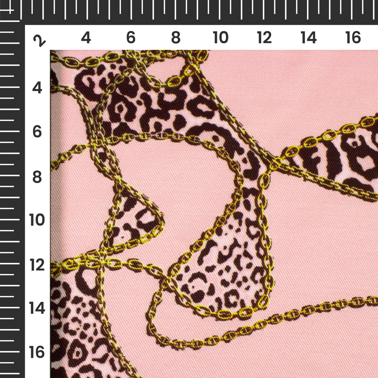 Pale Pink And Black Chain attern Digital Print Twill Fabric (Width 56 Inches)