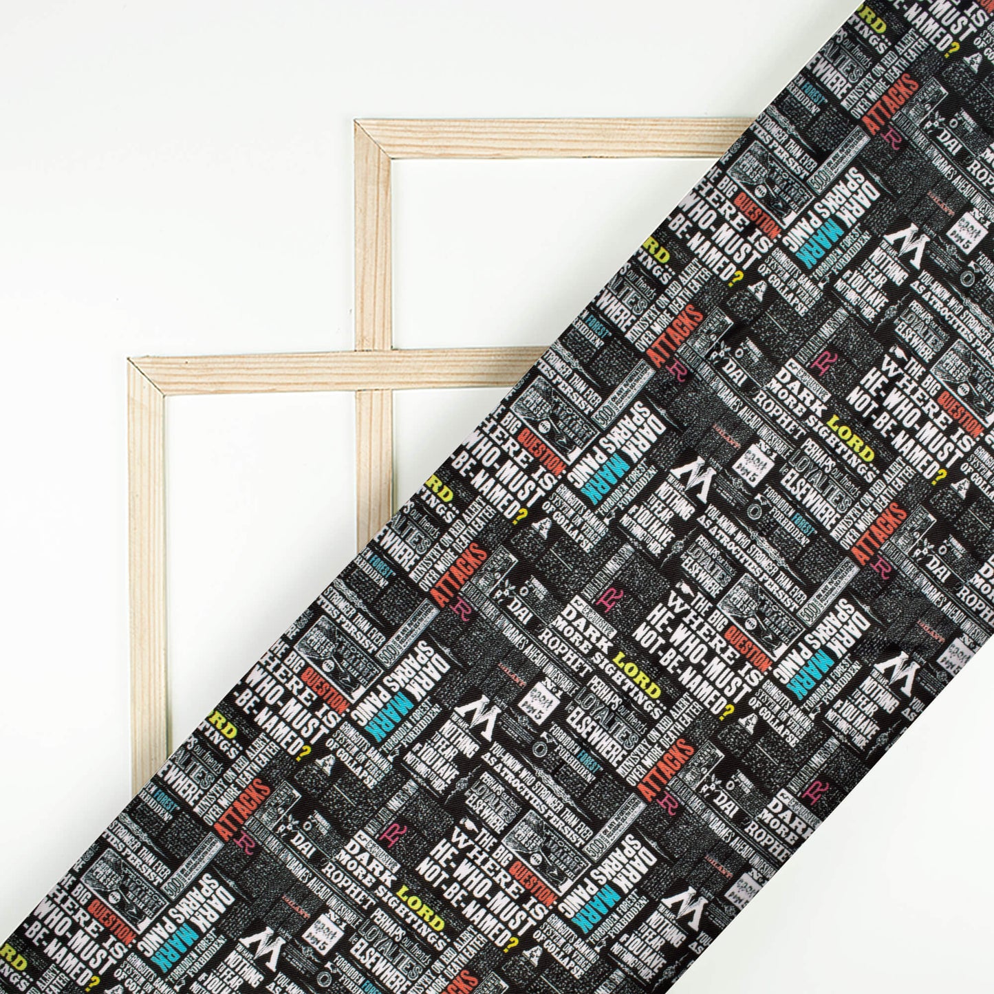 Black And White Newspaper Pattern Digital Print Twill Fabric (Width 56 Inches)