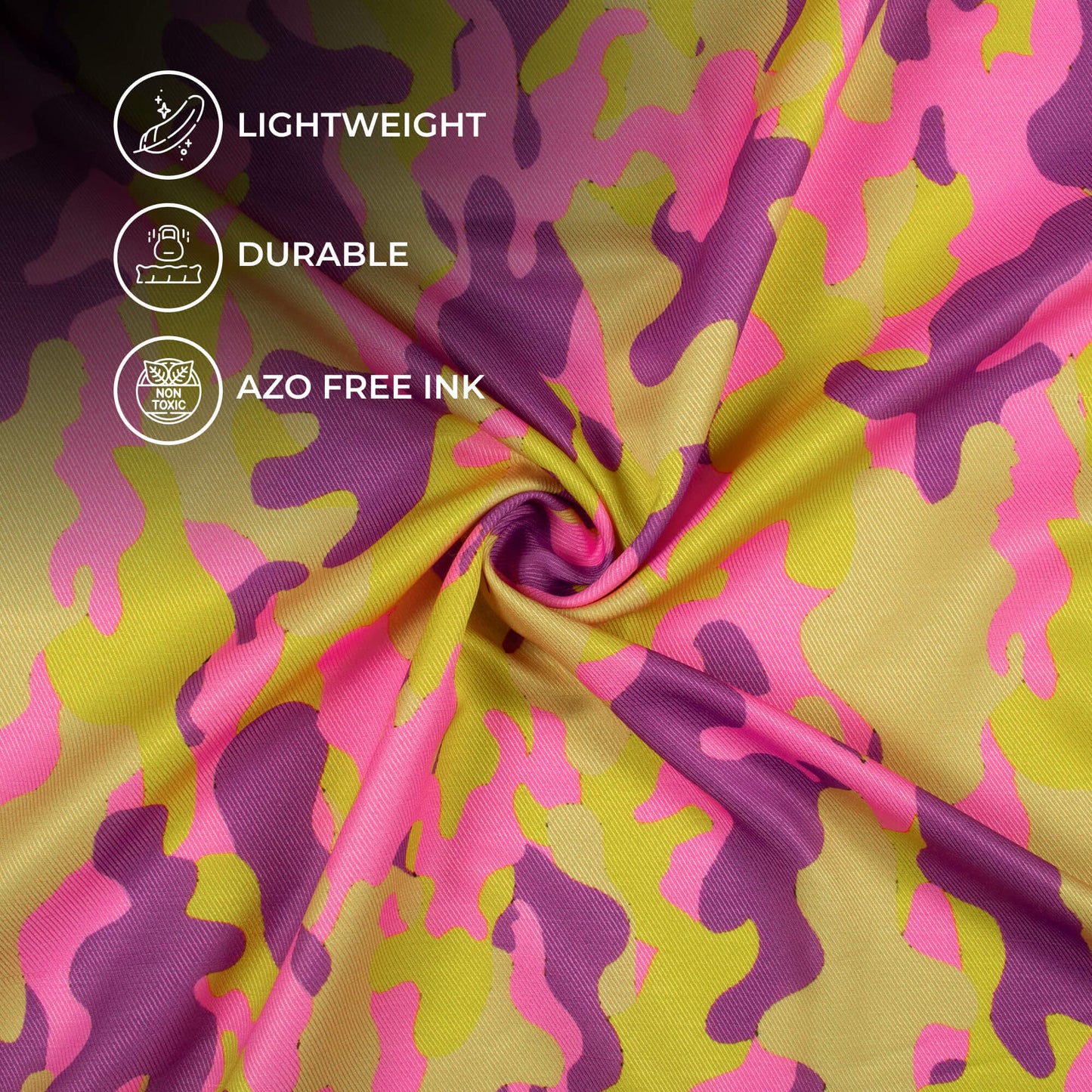 Taffy Pink And Yellow Camouflage Pattern Digital Print Twill Fabric (Width 56 Inches)