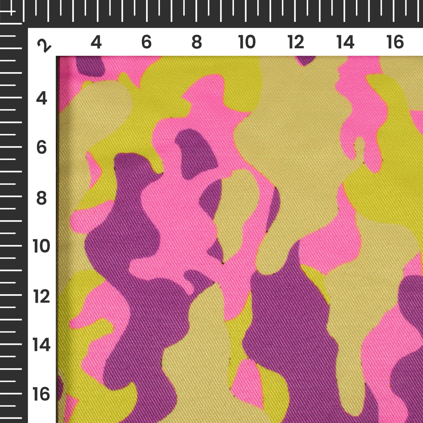 Taffy Pink And Yellow Camouflage Pattern Digital Print Twill Fabric (Width 56 Inches)