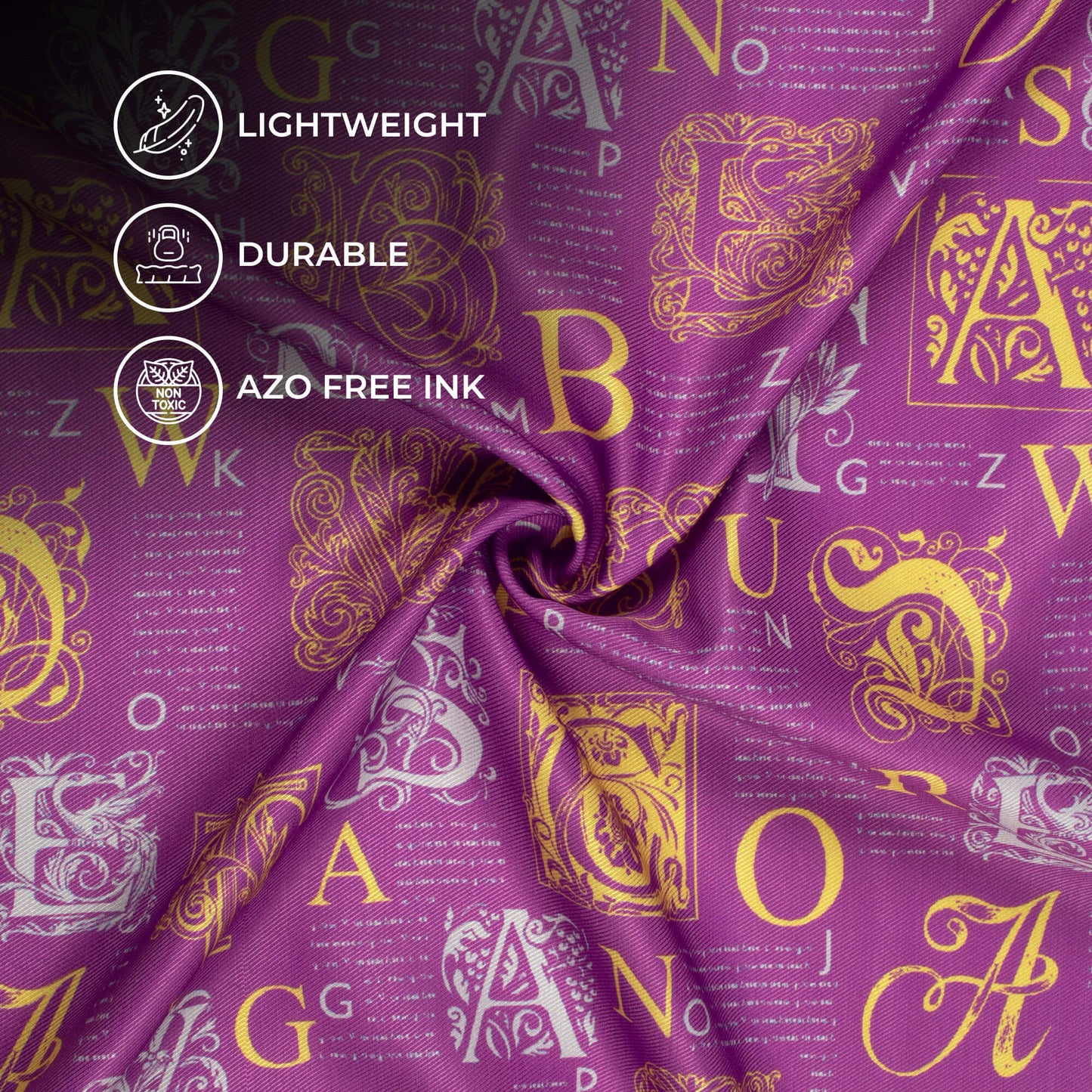 Orchid Purple And Corn Yellow Quirky Pattern Digital Print Twill Fabric (Width 56 Inches)