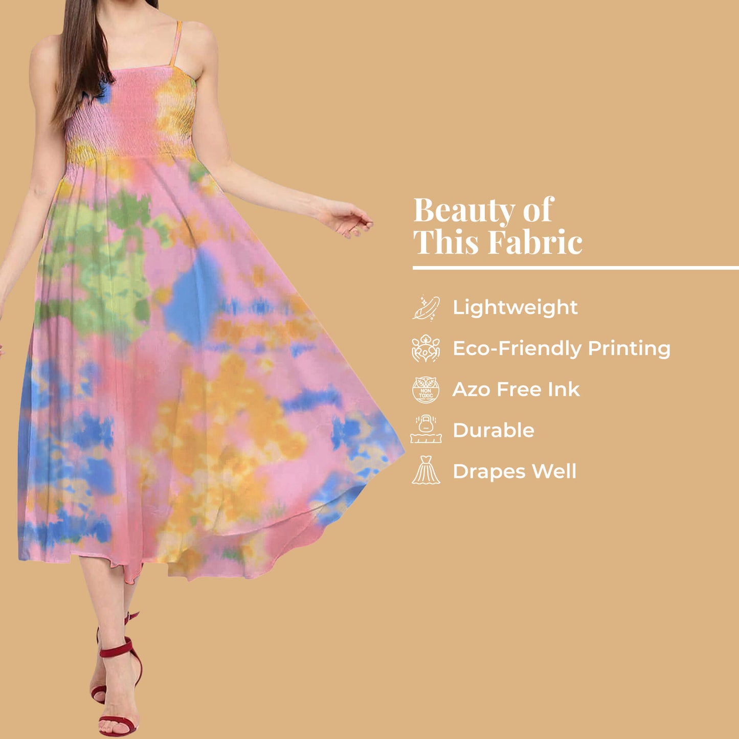 Taffy Pink And Orange Abstract Pattern Digital Print Twill Fabric (Width 56 Inches)