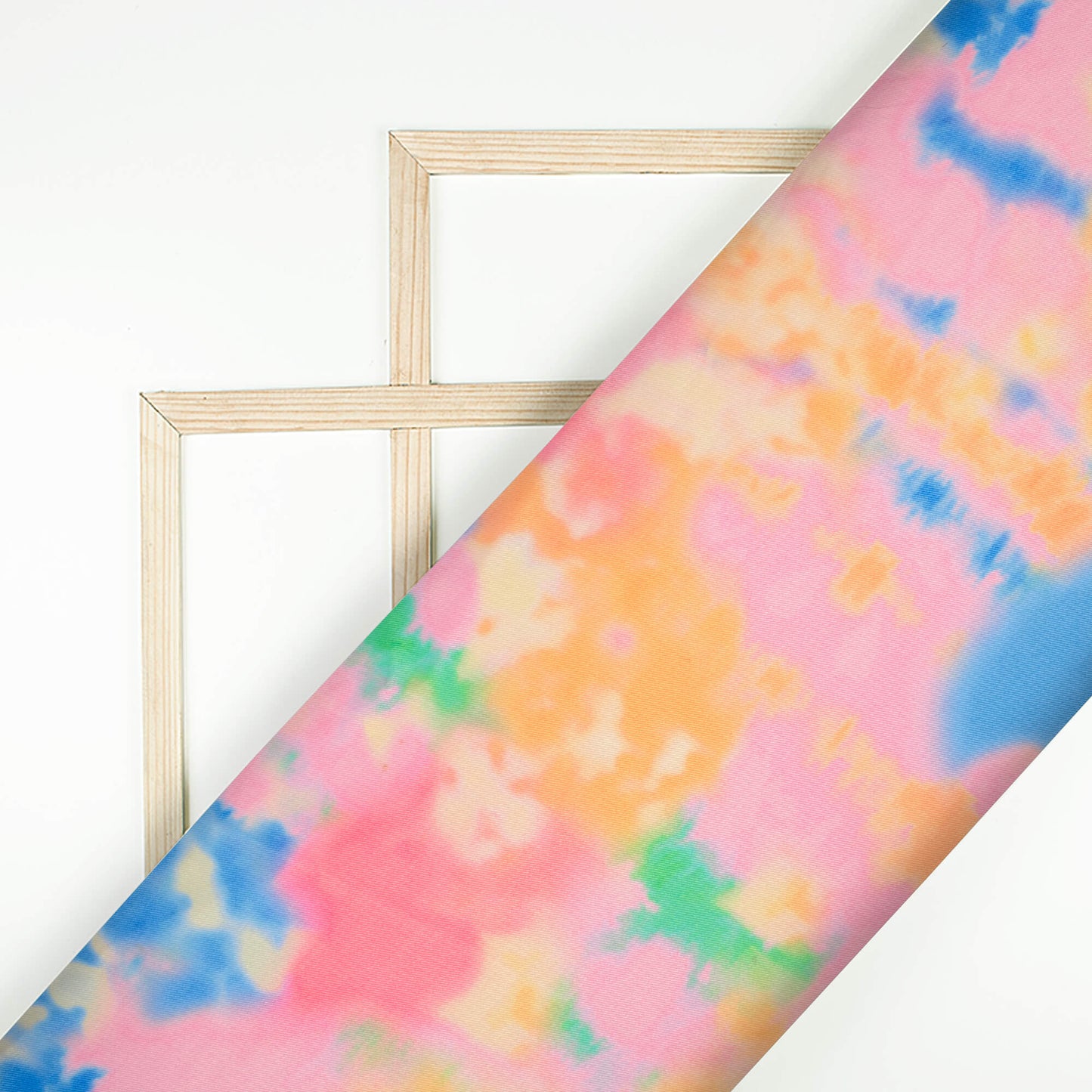 Taffy Pink And Orange Abstract Pattern Digital Print Twill Fabric (Width 56 Inches)