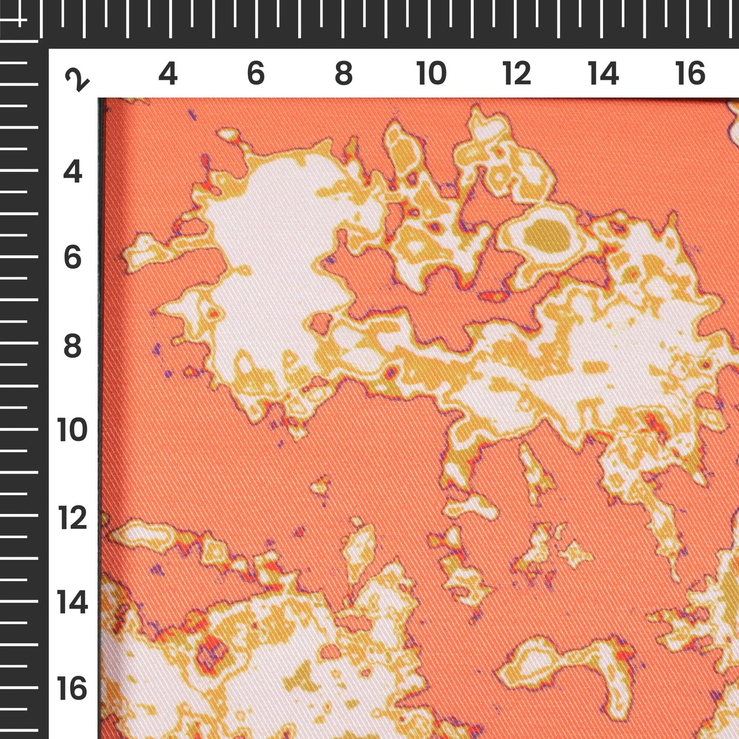 Coral Orange And White Abstract Pattern Digital Print Twill Fabric (Width 56 Inches)