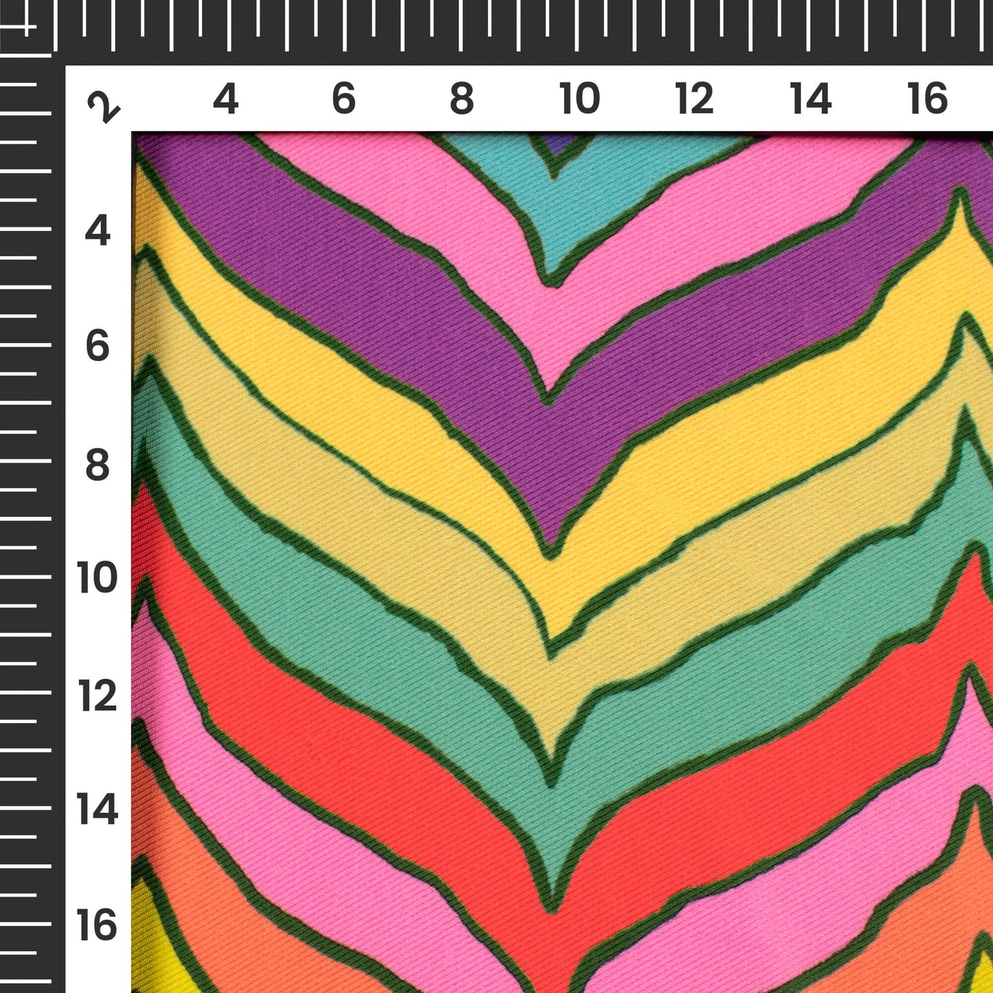 Taffy Pink And Corn Yellow Chevron Pattern Digital Print Twill Fabric (Width 56 Inches)
