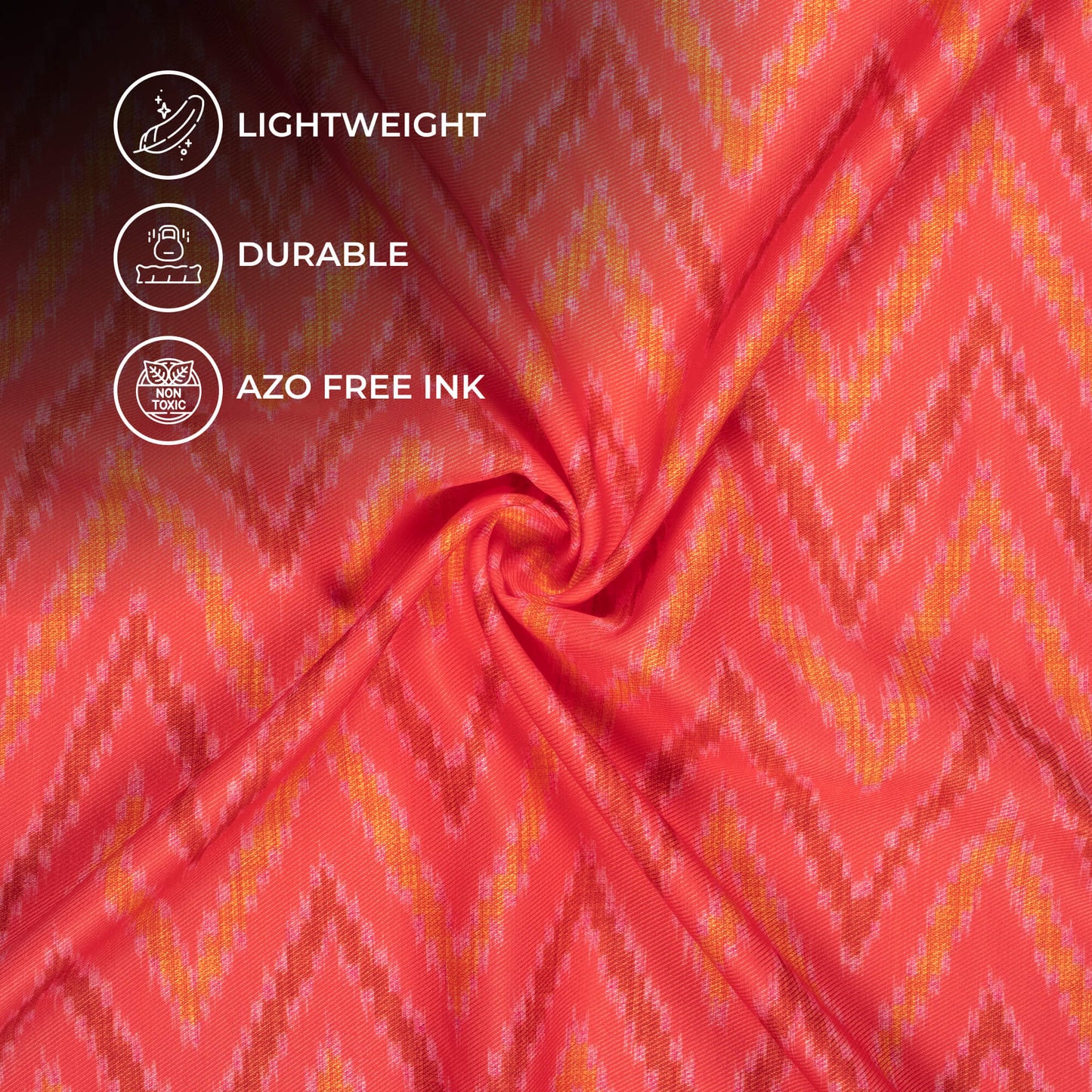 Persian Red And Yellow Chevron Pattern Digital Print Twill Fabric (Width 56 Inches)