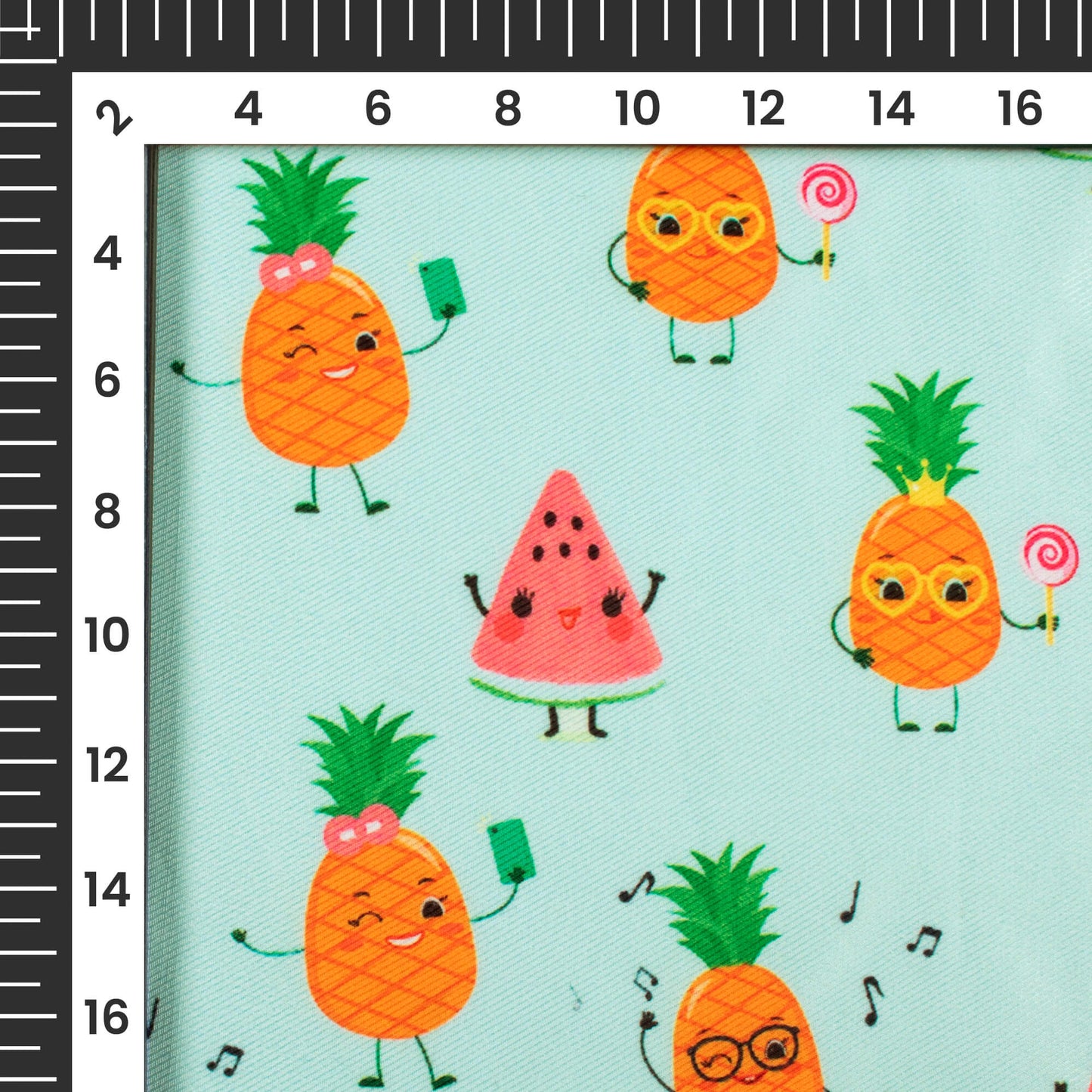 Light Blue And Taffy Pink Quirky Pattern Digital Print Twill Fabric (Width 56 Inches)