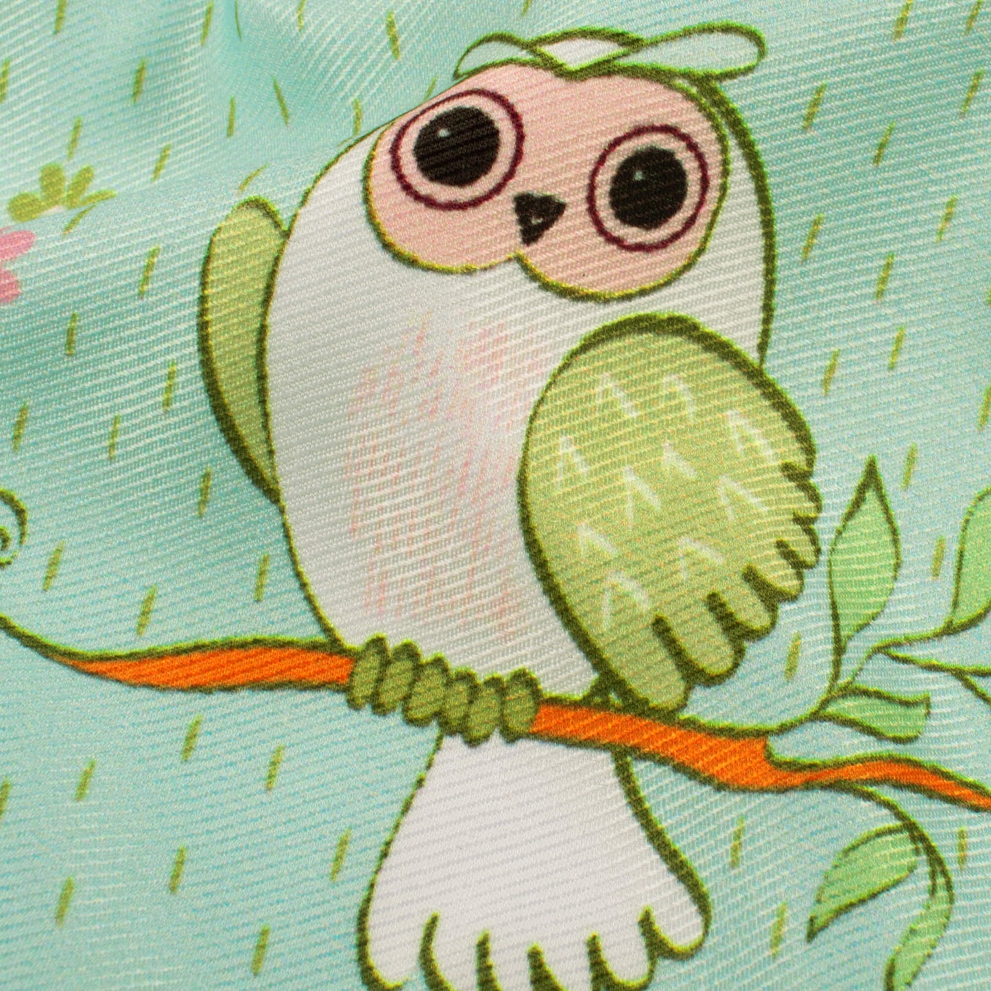 Mint Green And Pale Pink Quirky Pattern Digital Print Twill Fabric (Width 56 Inches)