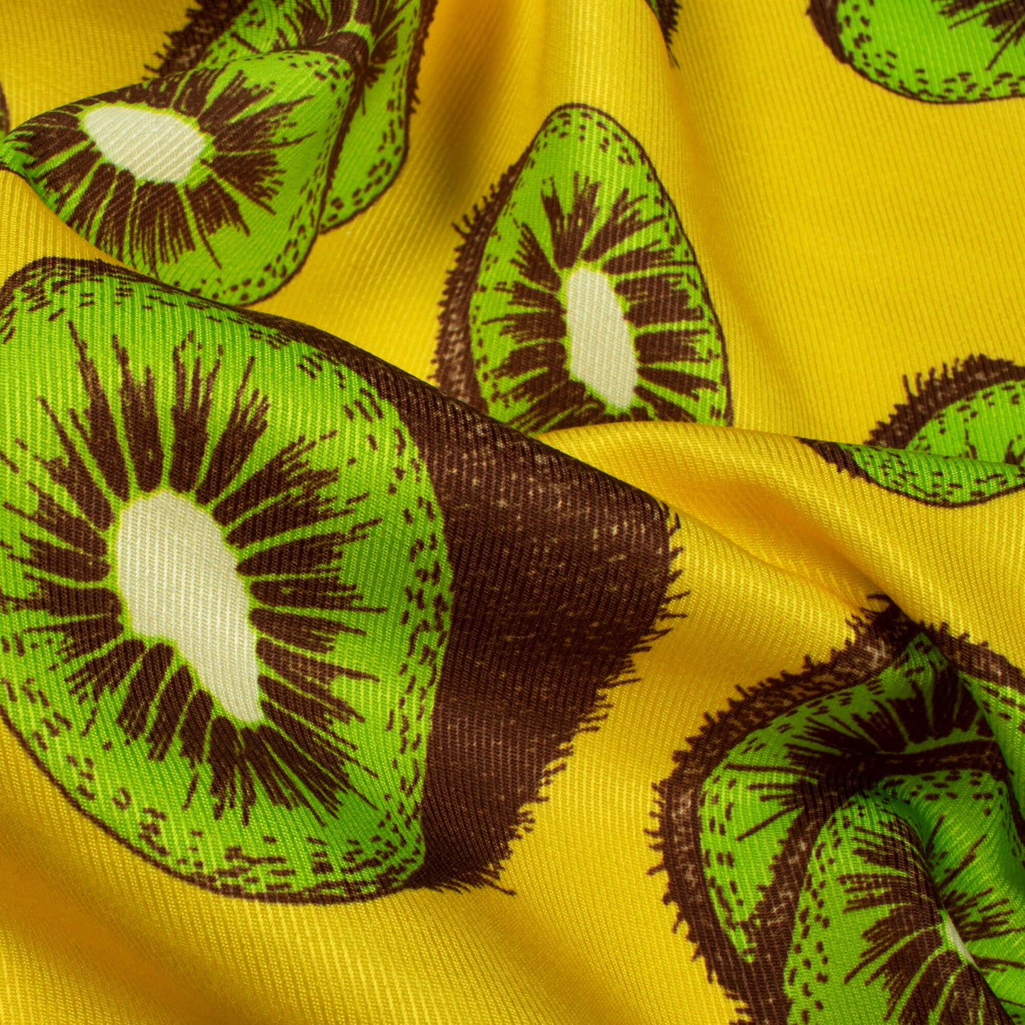 Butter Yellow And Pear Green Quirky Pattern Digital Print Twill Fabric (Width 56 Inches)