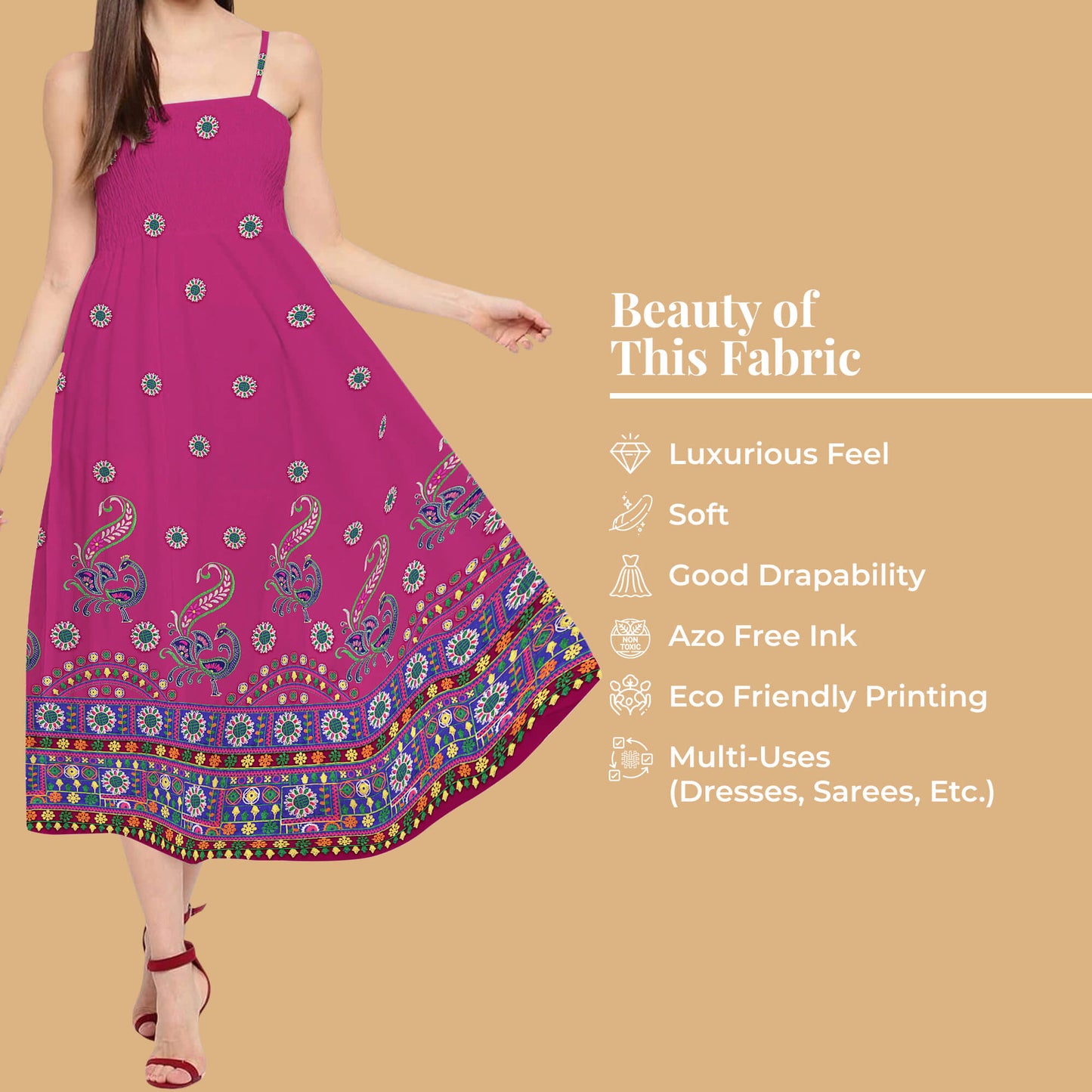 Wine Purple And Navy Blue Gamthee Pattern Digital Print Japan Satin Fabric