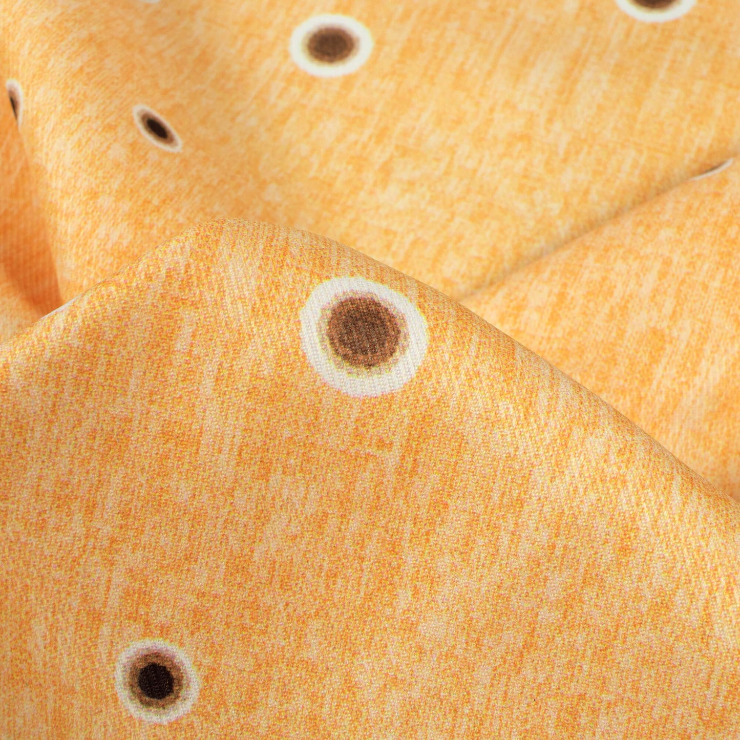 Light Orange And Brown Polka Dots Pattern Digital Print Twill Fabric (Width 56 Inches)