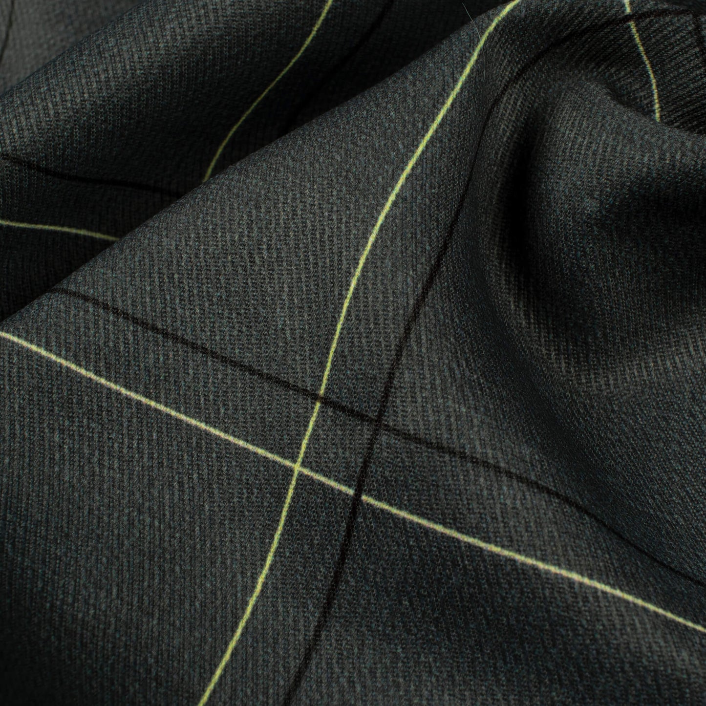Slate Grey And Corn Yellow Checks Pattern Digital Print Twill Fabric (Width 56 Inches)
