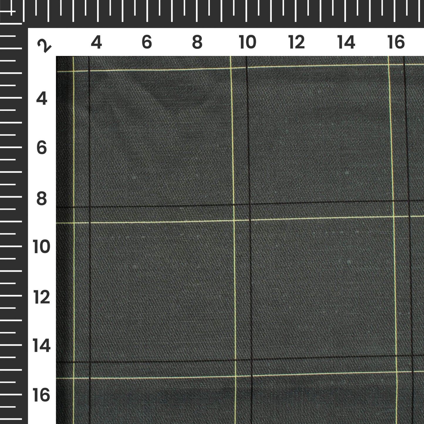 Slate Grey And Corn Yellow Checks Pattern Digital Print Twill Fabric (Width 56 Inches)