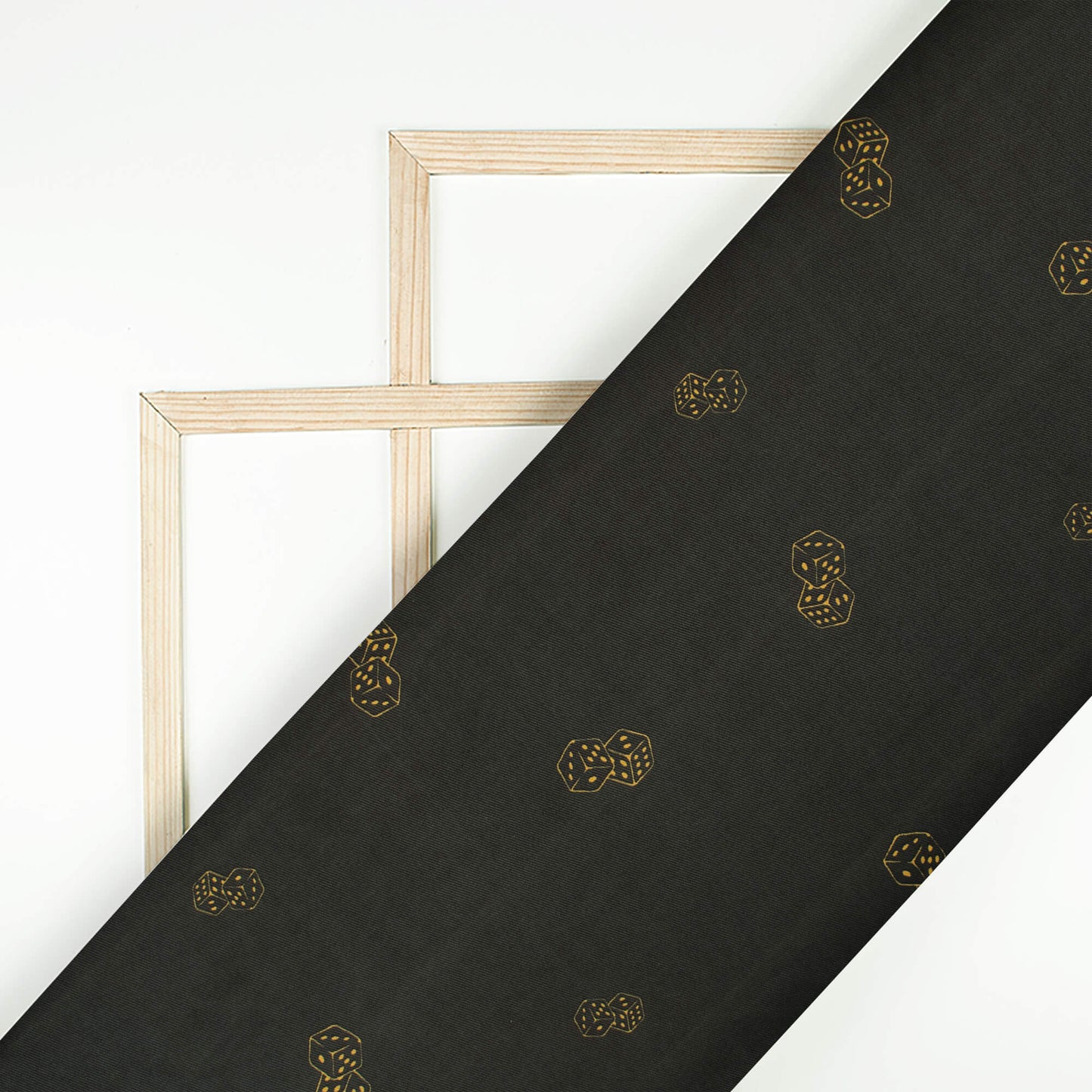 Dark Brown And Royal Yellow Abstract Pattern Digital Print Twill Fabric (Width 56 Inches)