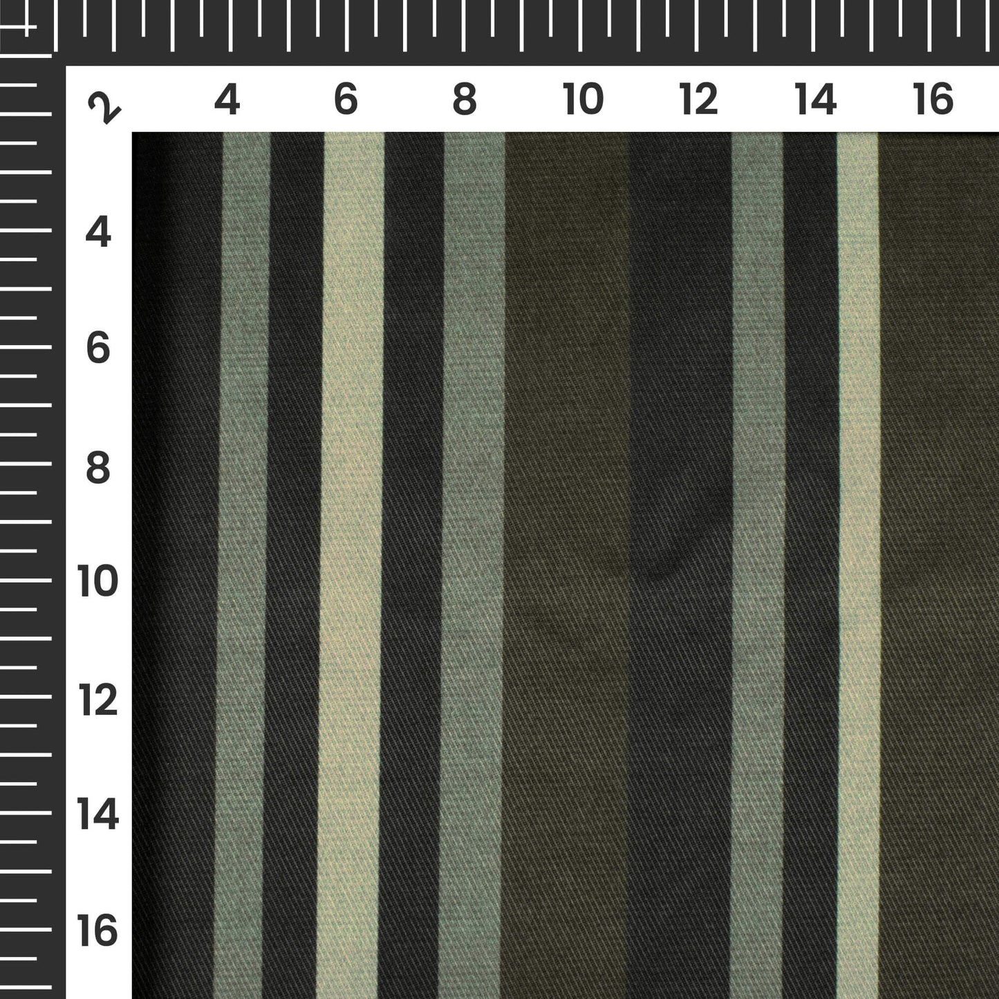 Green Stripes Pattern Digital Print Twill Fabric (Width 56 Inches)