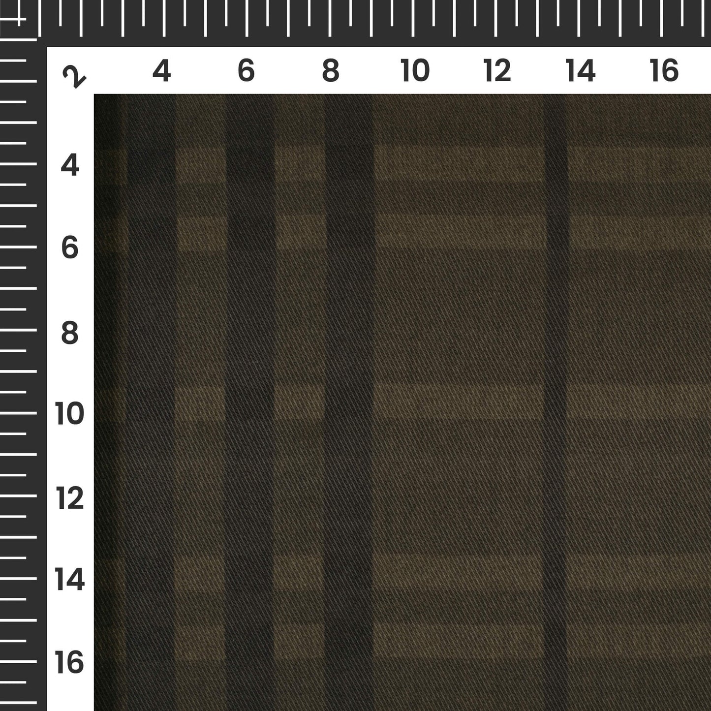 Dark Brown And Black Checks Pattern Digital Print Twill Fabric (Width 56 Inches)