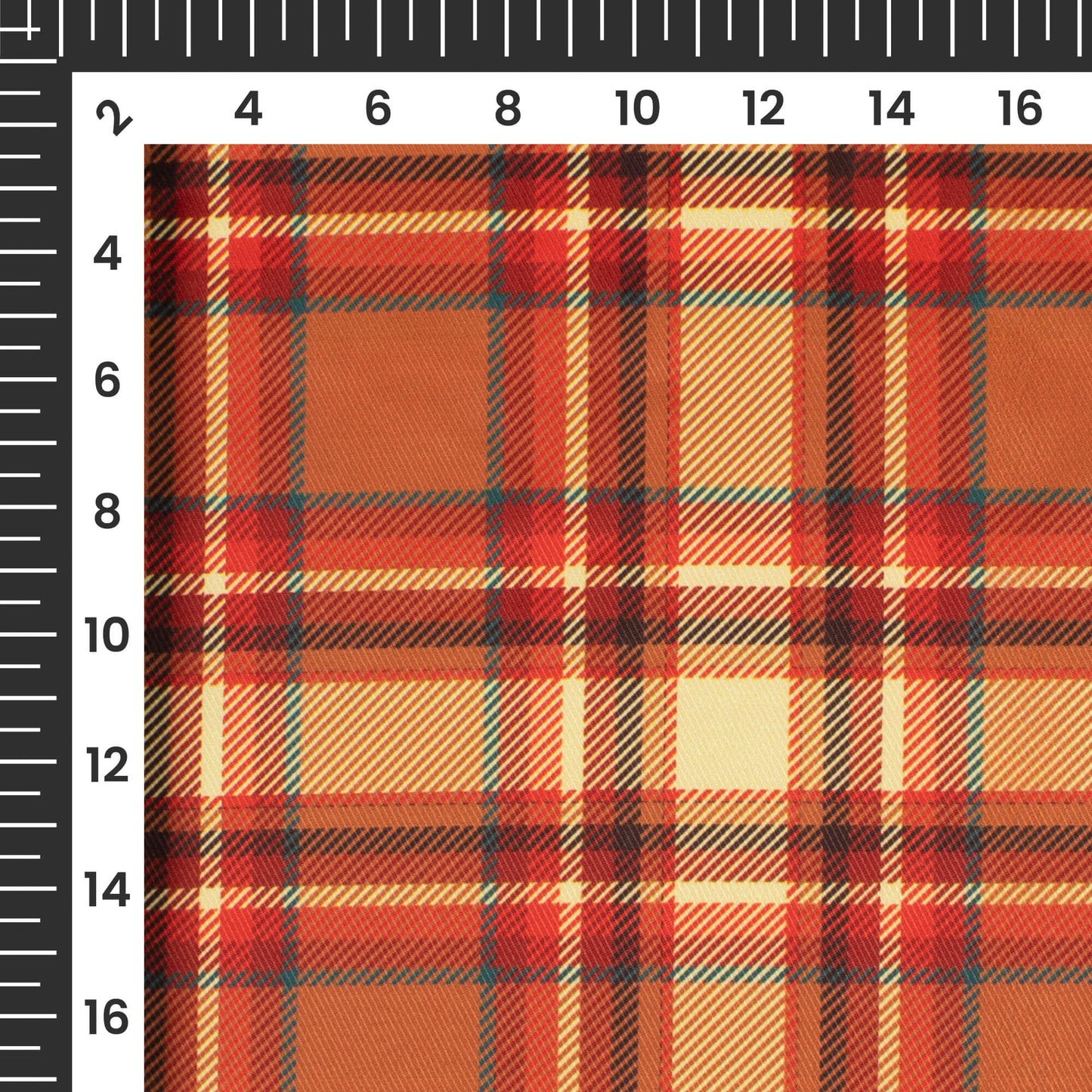 Sangria Red And Cream Checks Pattern Digital Print Twill Fabric (Width 56 Inches)