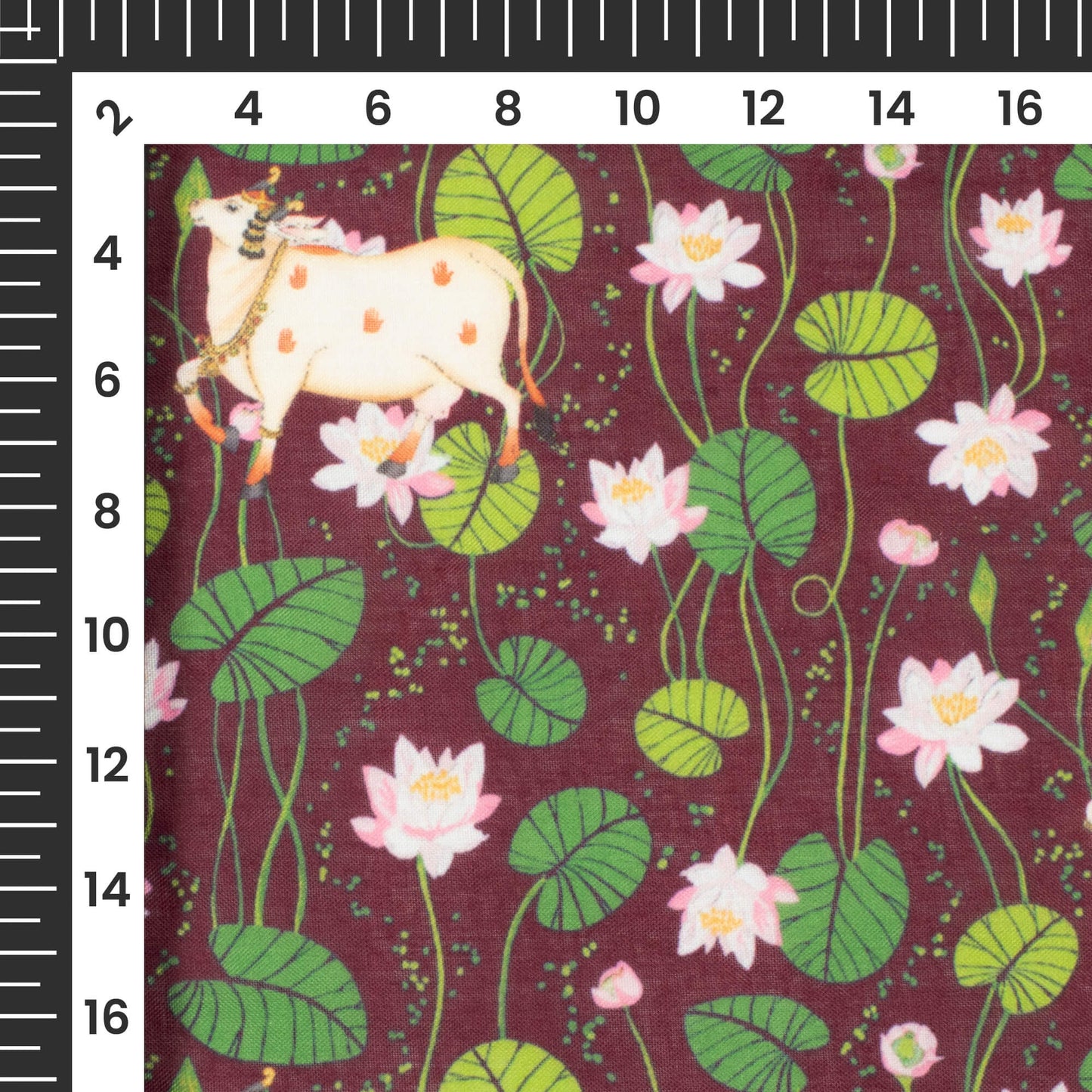 Sangria Purple And Green Pichwaii Pattern Digital Print Poly Cambric Fabric