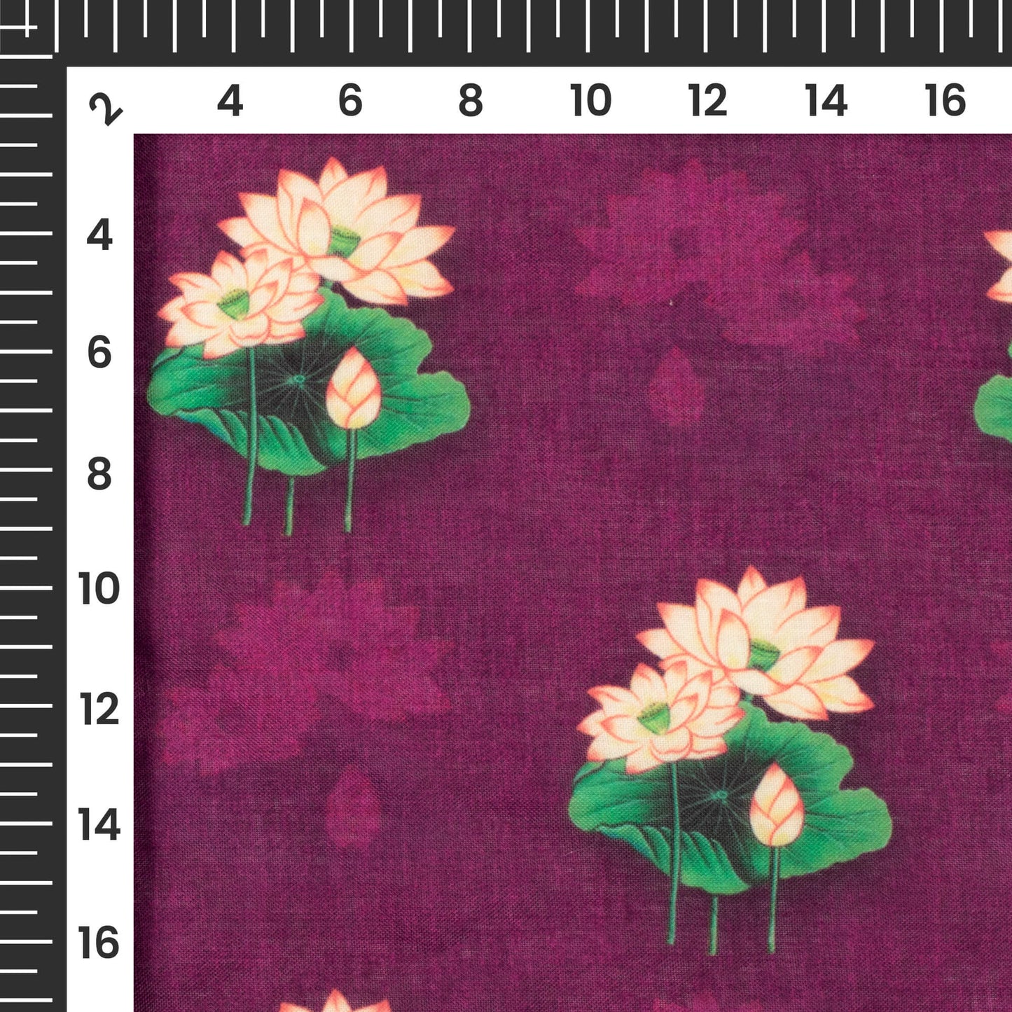 Magenta Purple And Coral Red Pichwaii Pattern Digital Print Poly Cambric Fabric