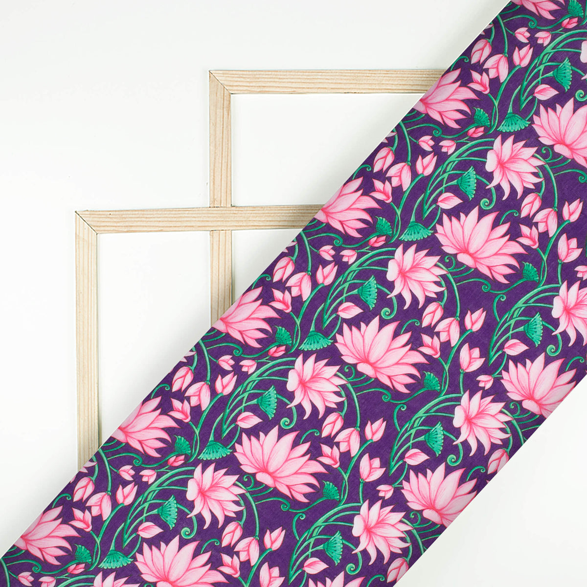 Violet Purple And Taffy Pink Pichwaii Pattern Digital Print Poly Cambric Fabric