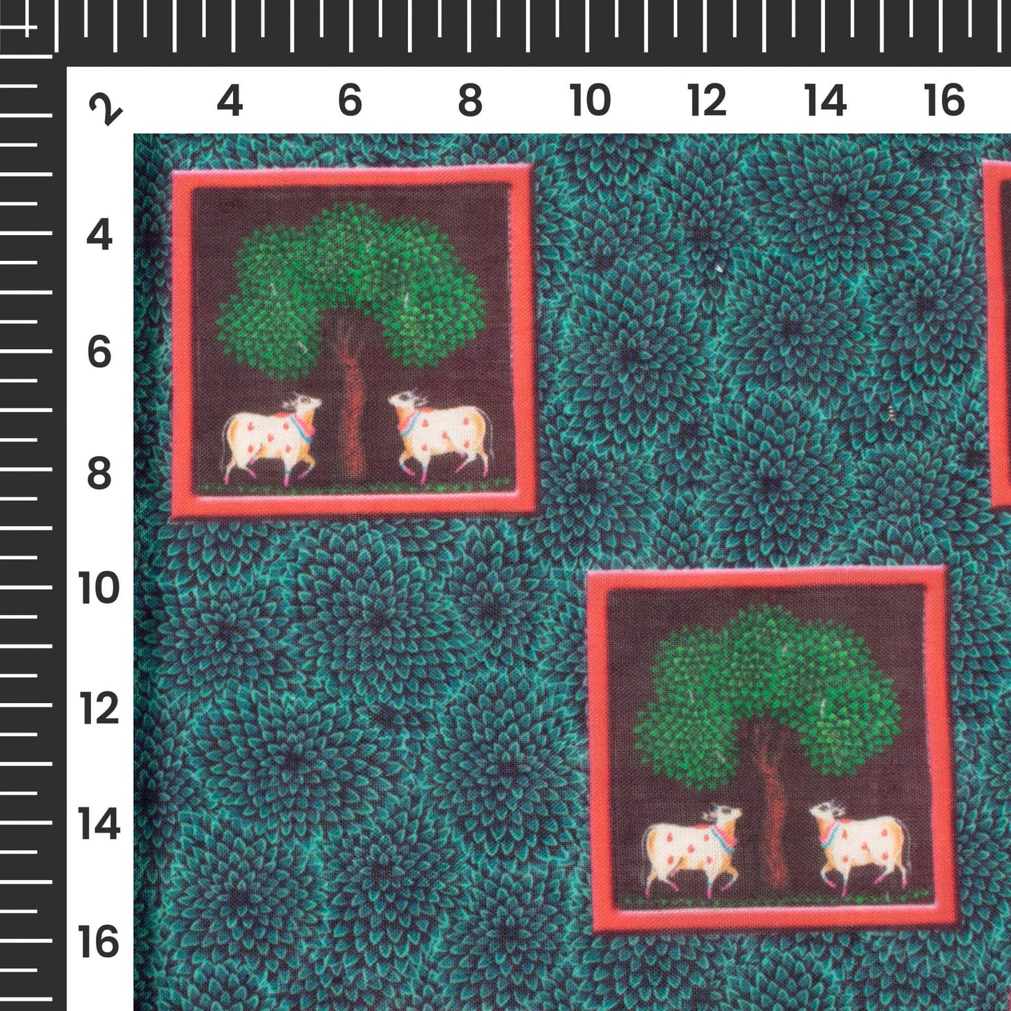 Nautical Blue And Green Pichwaii Pattern Digital Print Poly Cambric Fabric