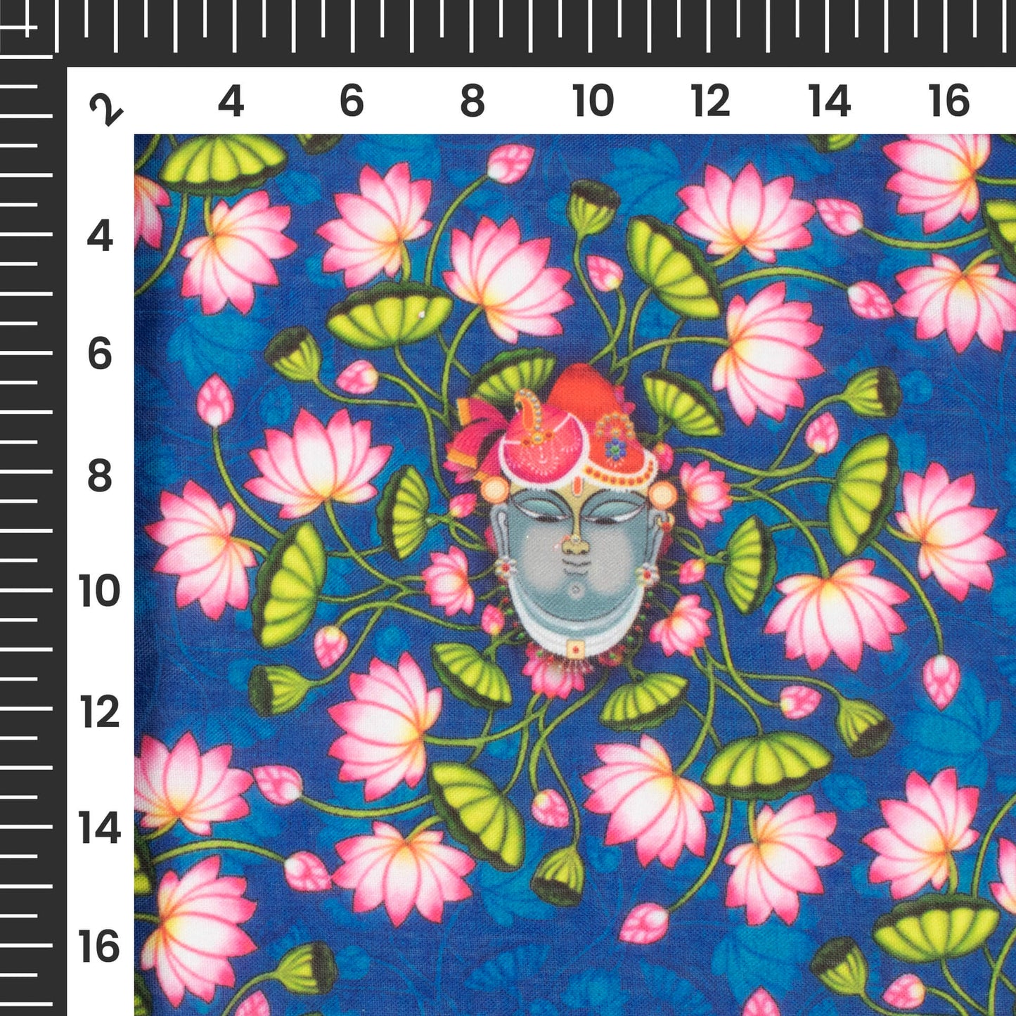 Dark Cerulean Blue And Taffy Pink Pichwaii Pattern Digital Print Poly Cambric Fabric