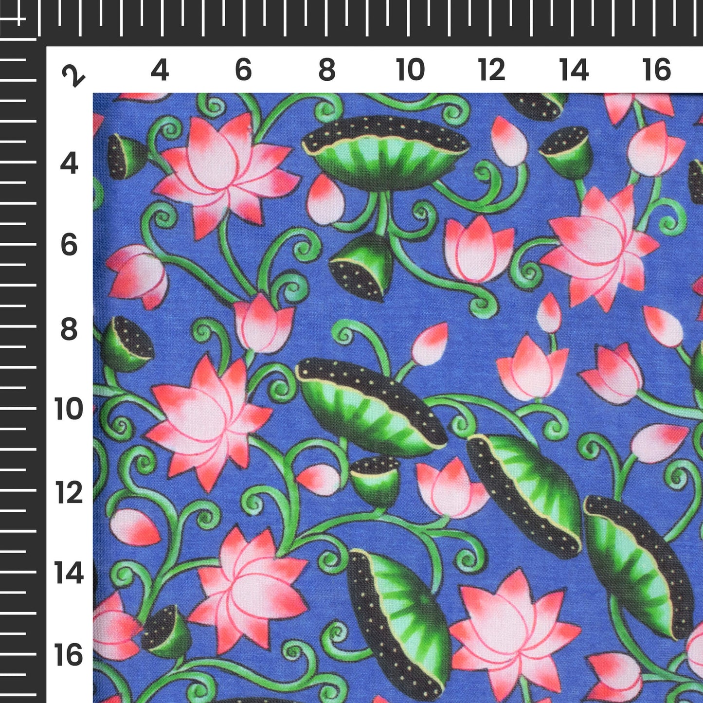 Cerulean Blue And Taffy Pink Pichwaii Pattern Digital Print Poly Cambric Fabric