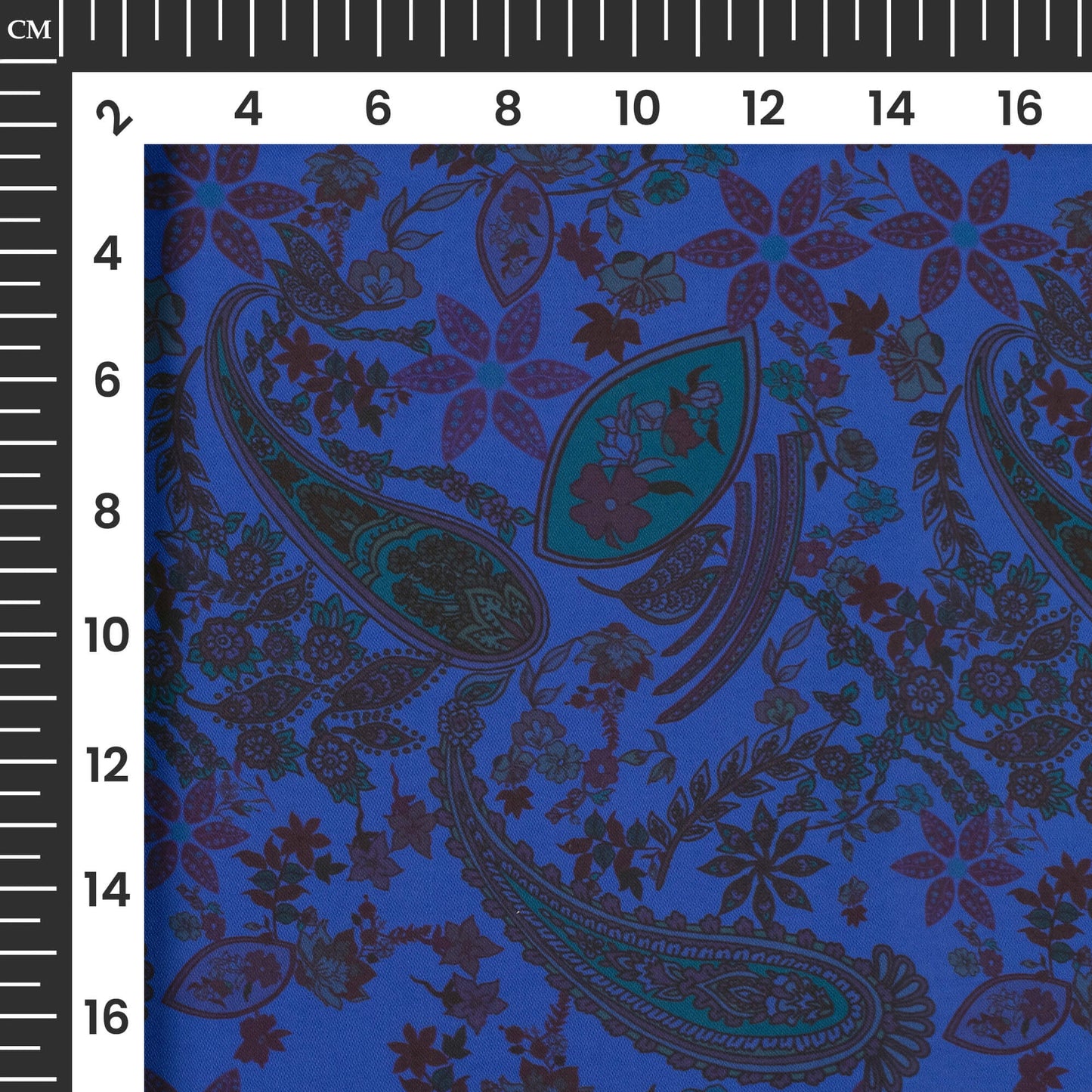 Royal Blue Paisley Digital Print Imported Satin Fabric