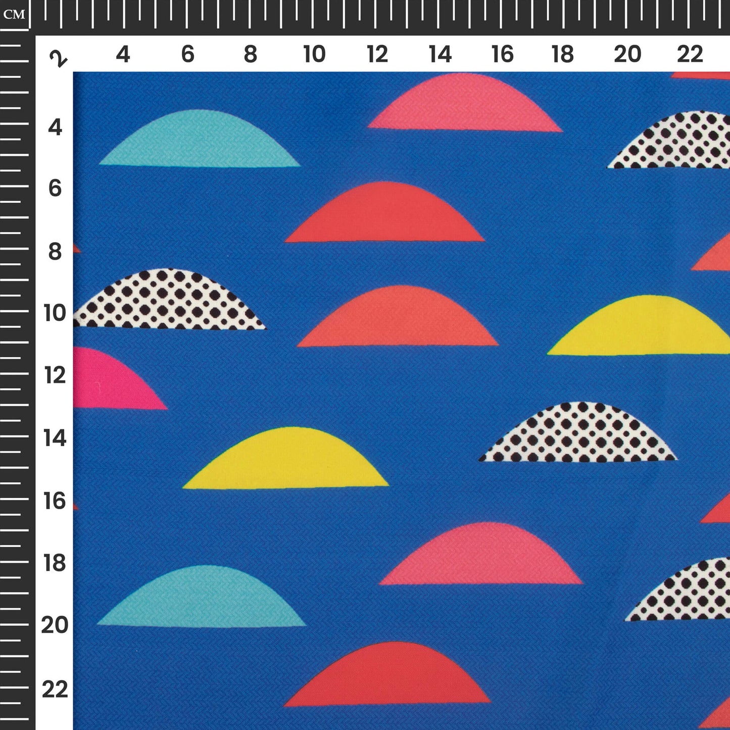 Sapphire Blue And Red Abstract Digital Print Imported Satin Fabric