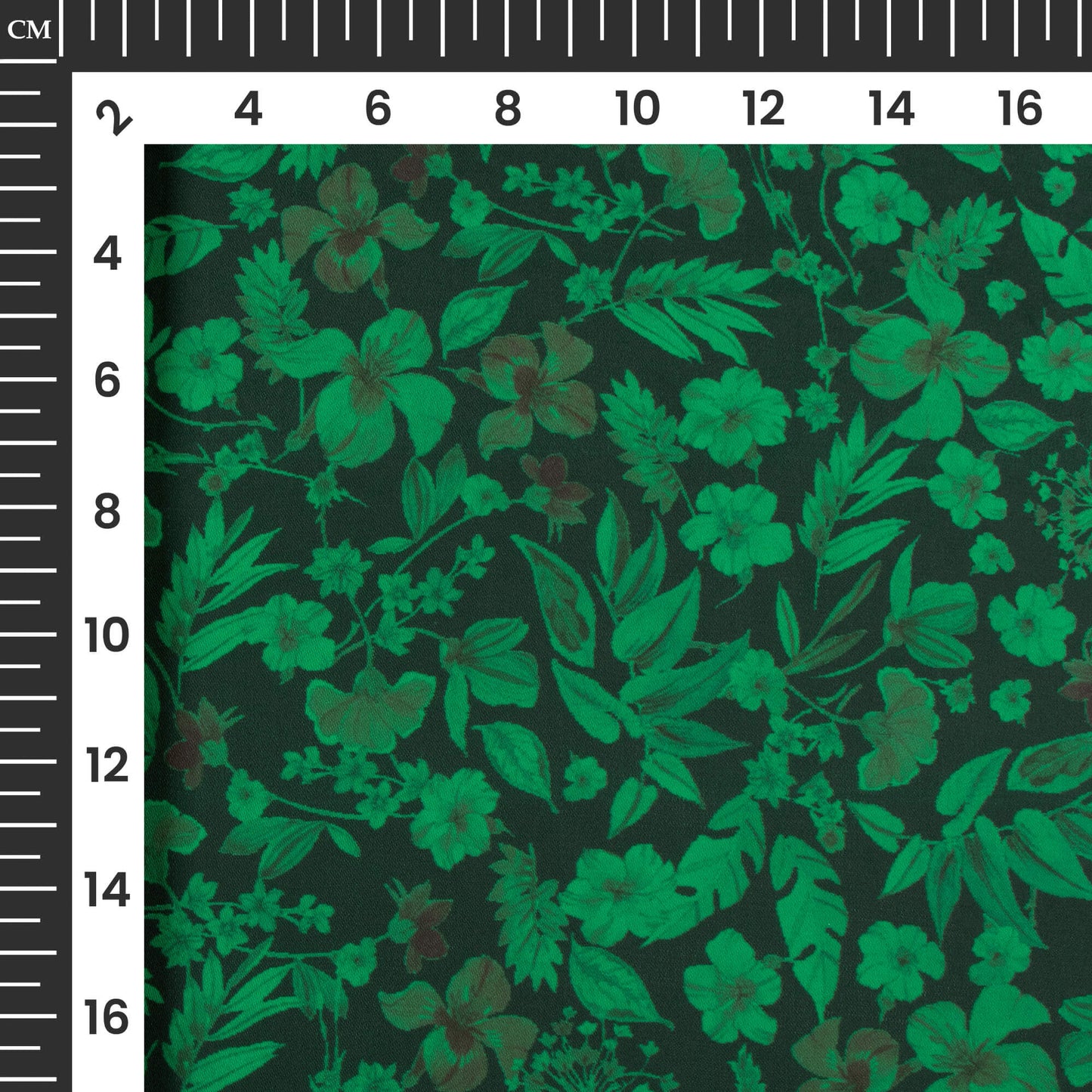 Cadmium Green Floral Digital Print Imported Satin Fabric