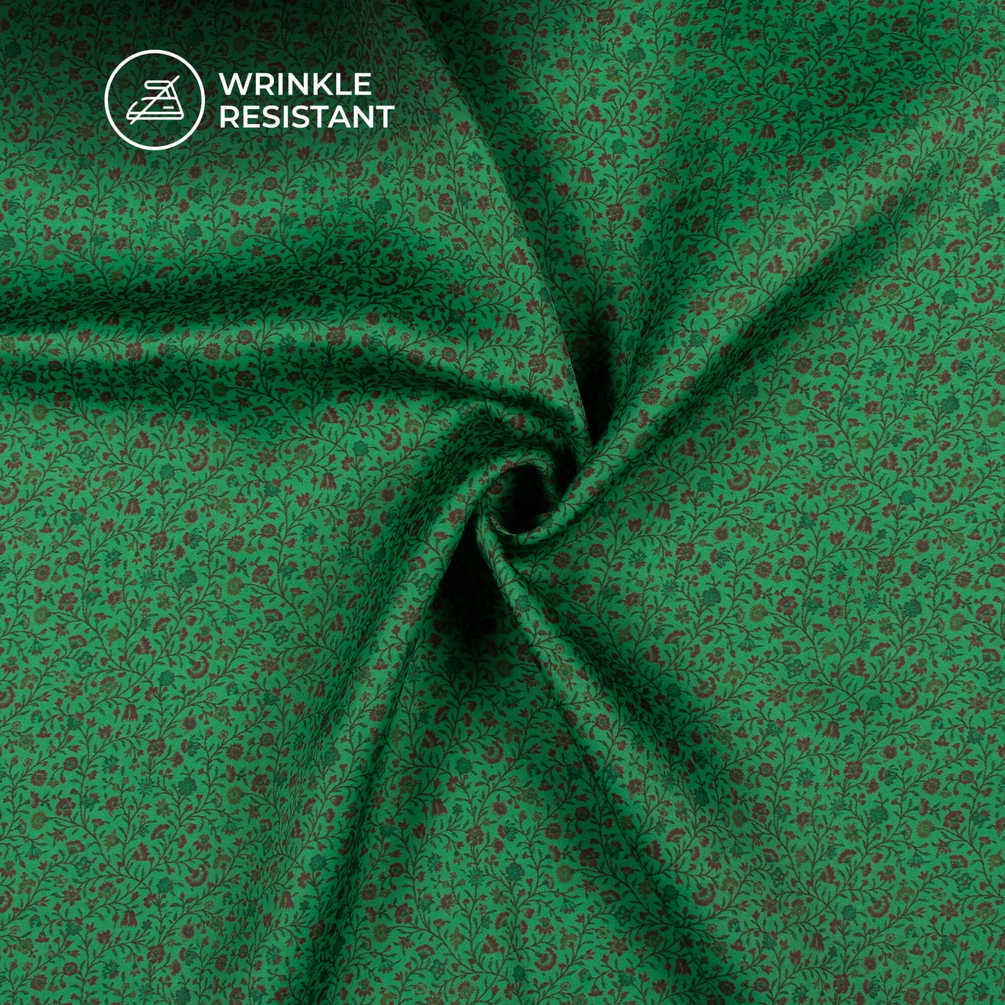 Cadmium Green Floral Digital Print Imported Satin Fabric
