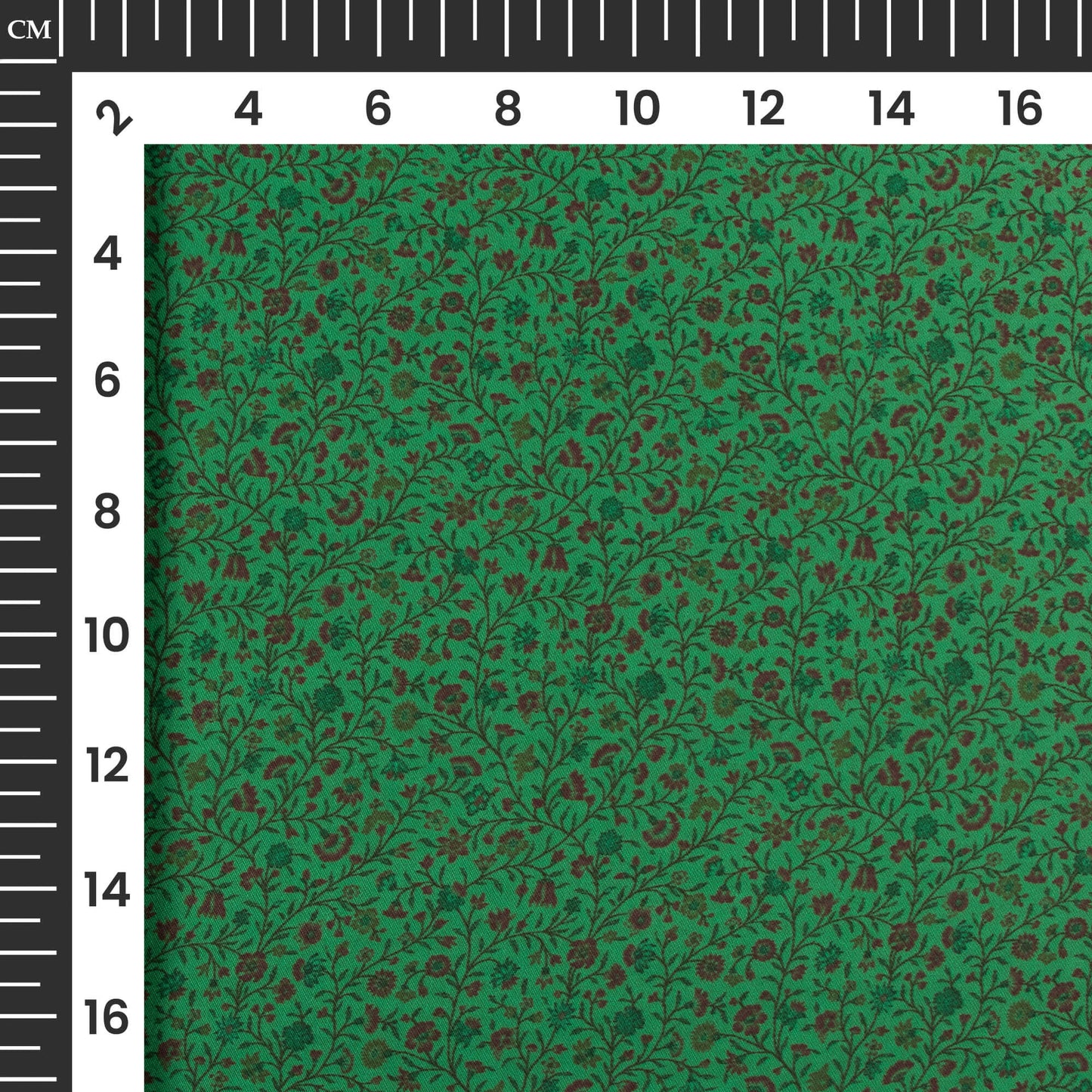 Cadmium Green Floral Digital Print Imported Satin Fabric