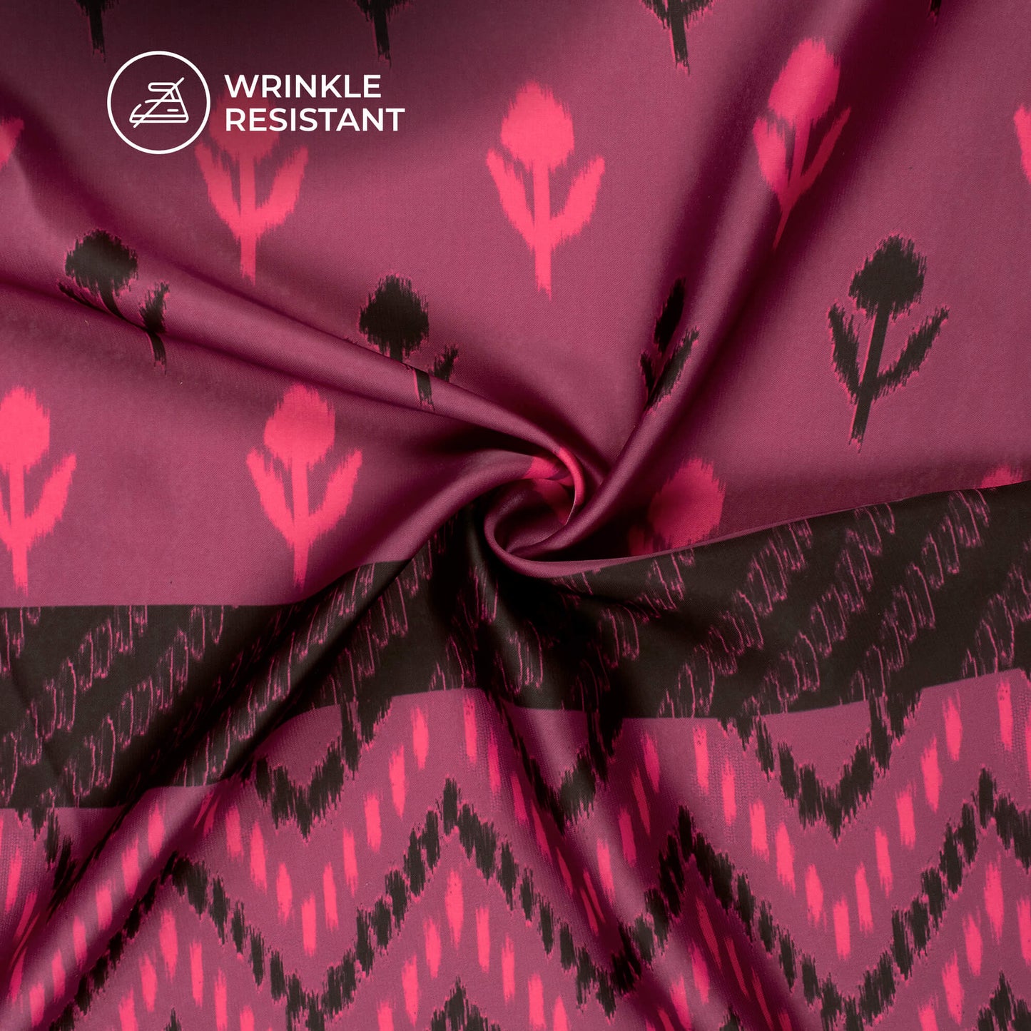 Punch Pink Daman Digital Print Imported Satin Fabric
