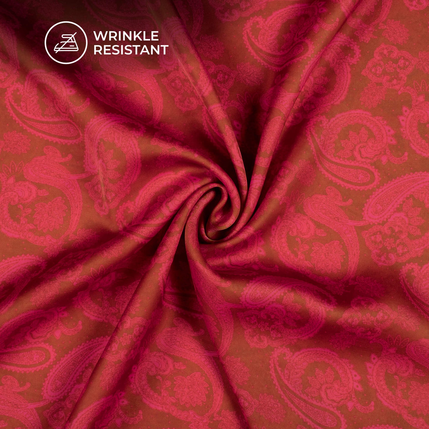 Red And Punch Pink Floral Digital Print Imported Satin Fabric
