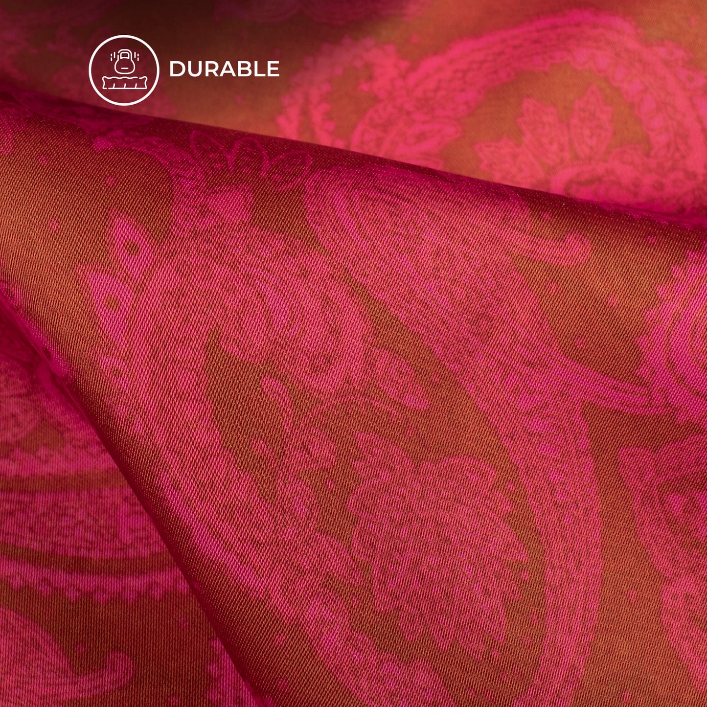 Red And Punch Pink Floral Digital Print Imported Satin Fabric