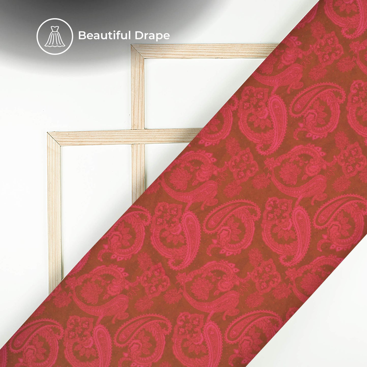 Red And Punch Pink Floral Digital Print Imported Satin Fabric