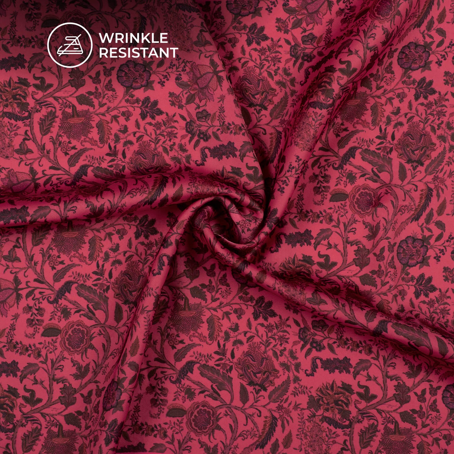 Punch Pink Floral Digital Print Imported Satin Fabric