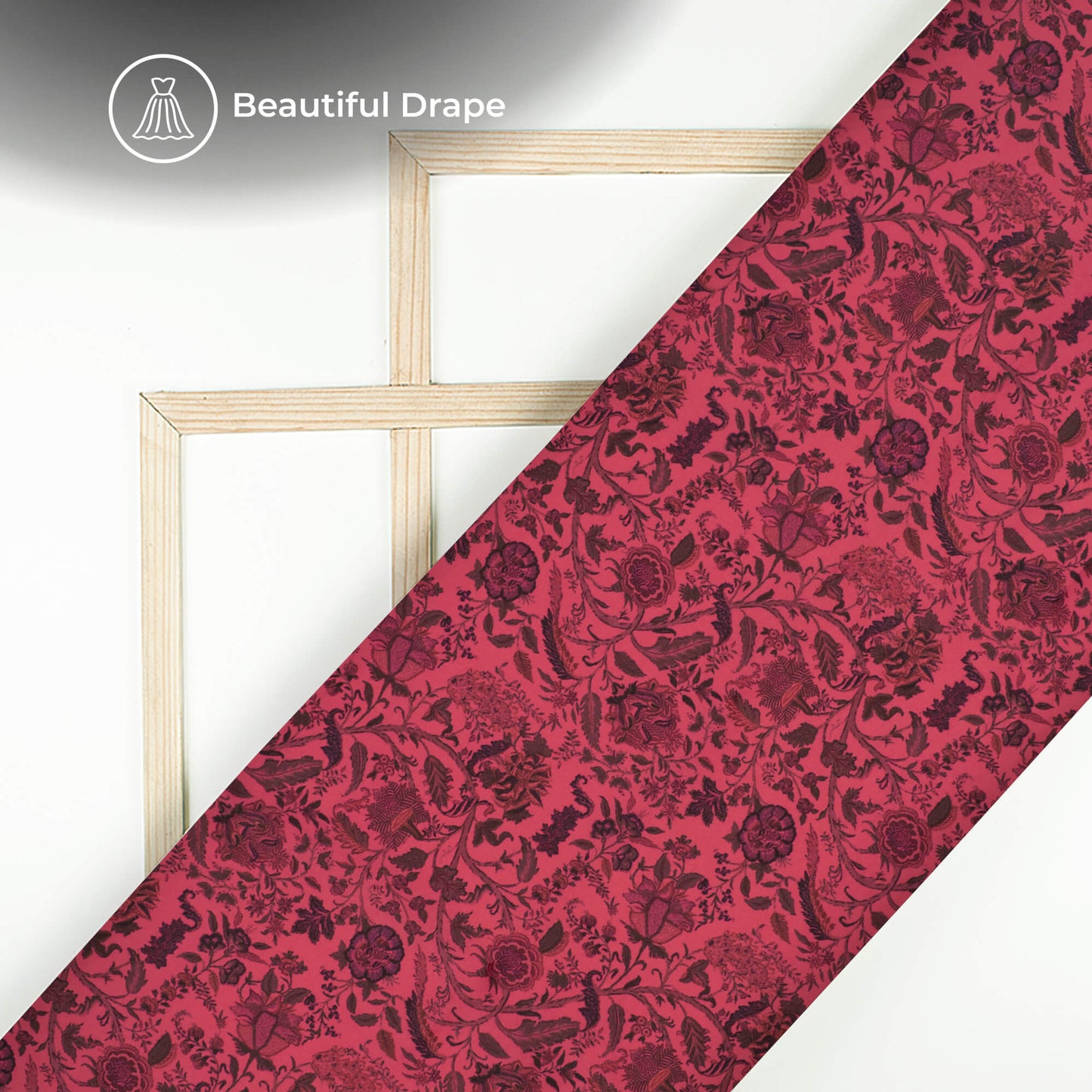Punch Pink Floral Digital Print Imported Satin Fabric