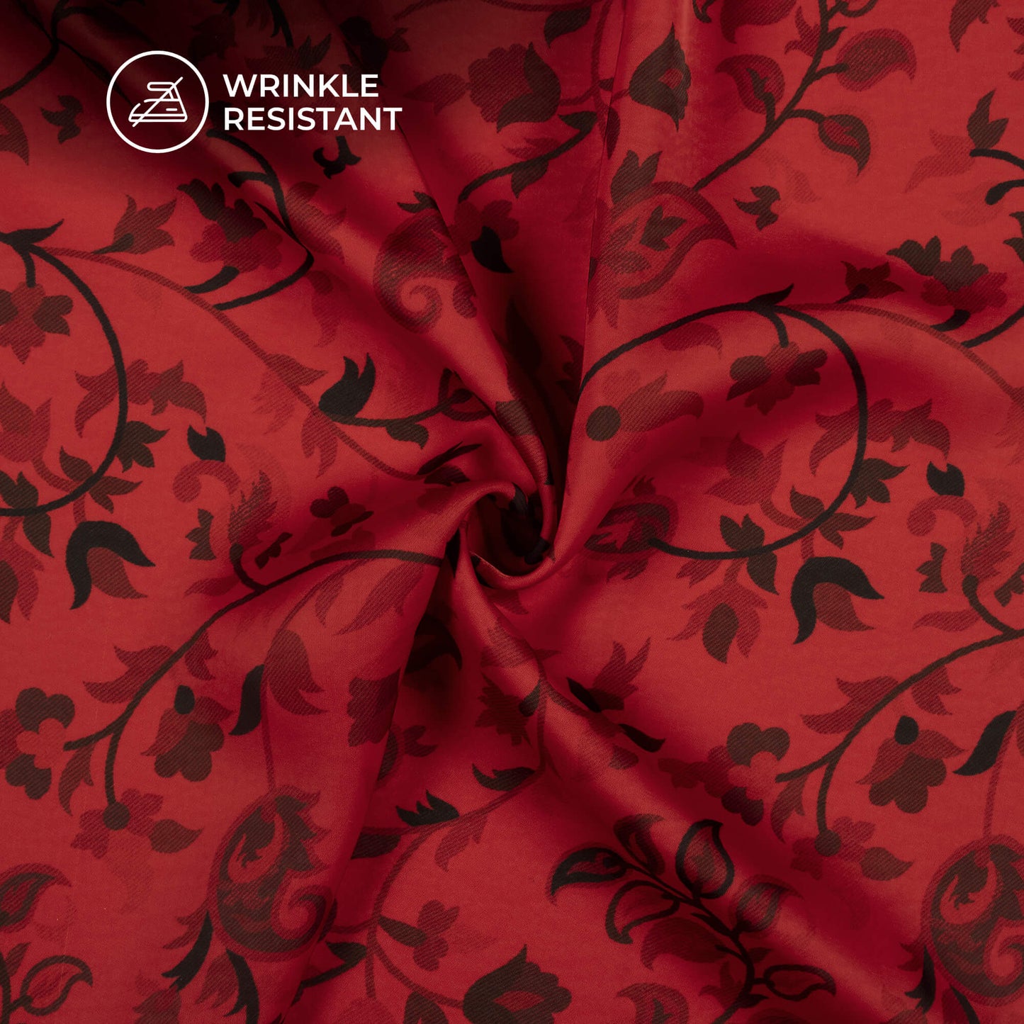 Vermilion Red Paisley Digital Print Imported Satin Fabric