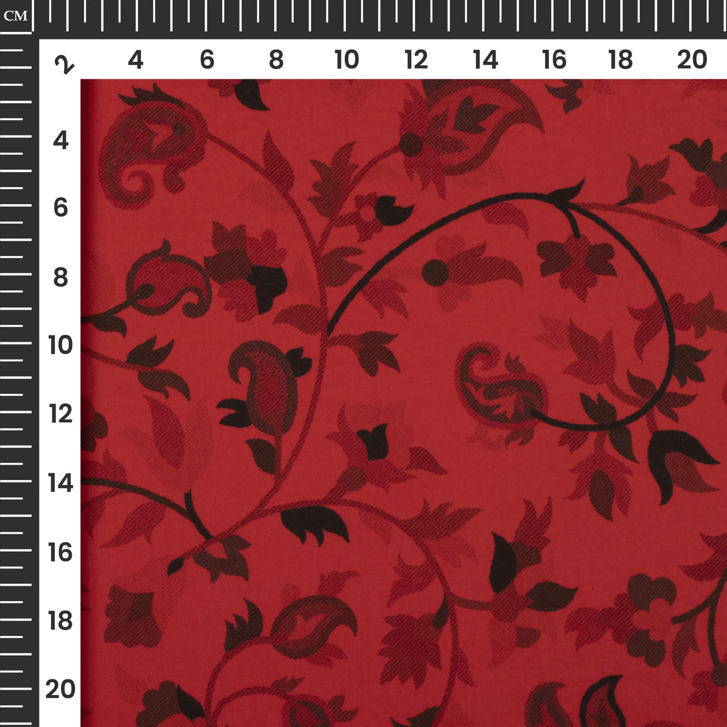 Vermilion Red Paisley Digital Print Imported Satin Fabric